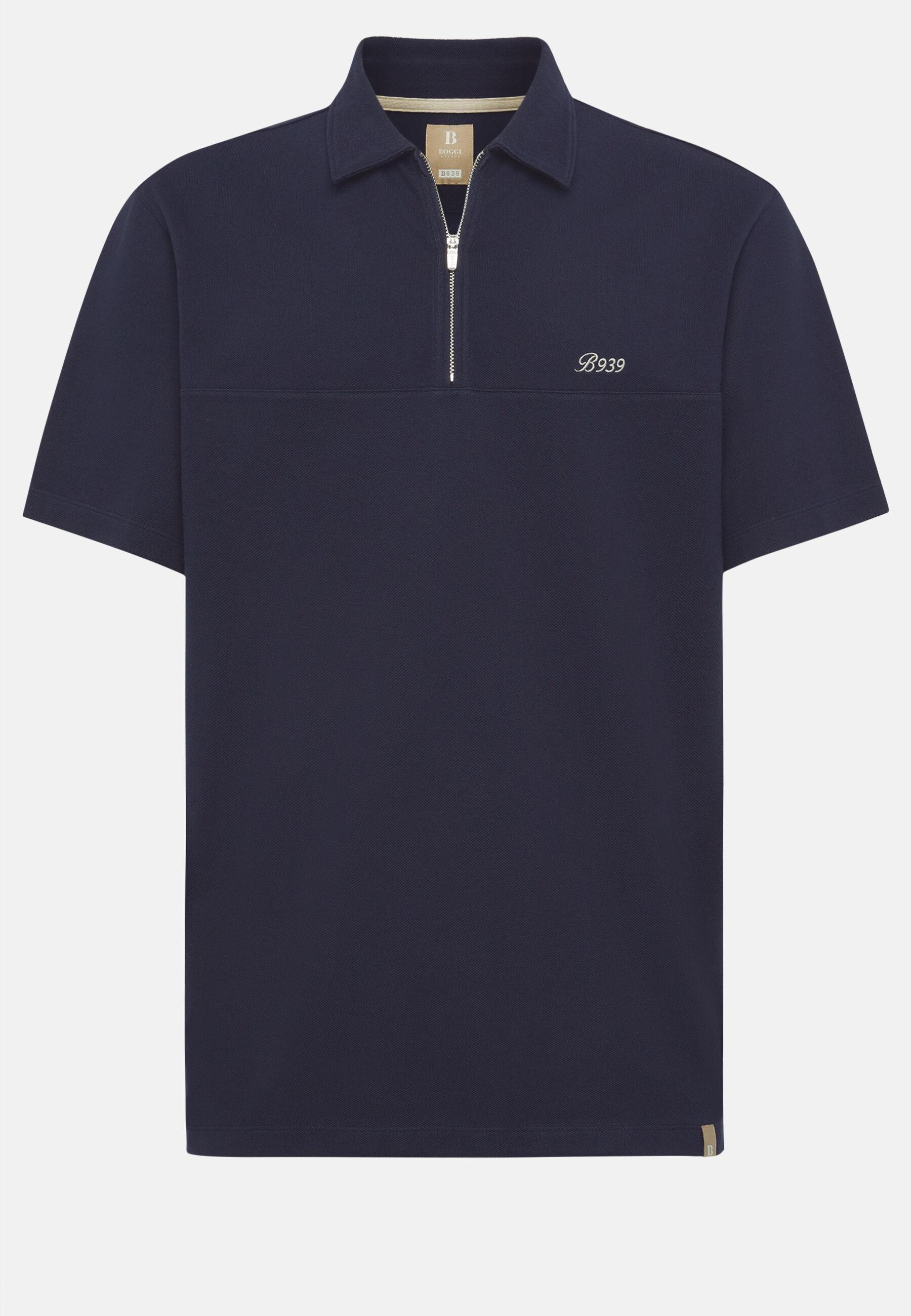 Organic Cotton Blend Piqu&atilde;&copy; Polo Shirt Navy, Navy blue, large image number 7