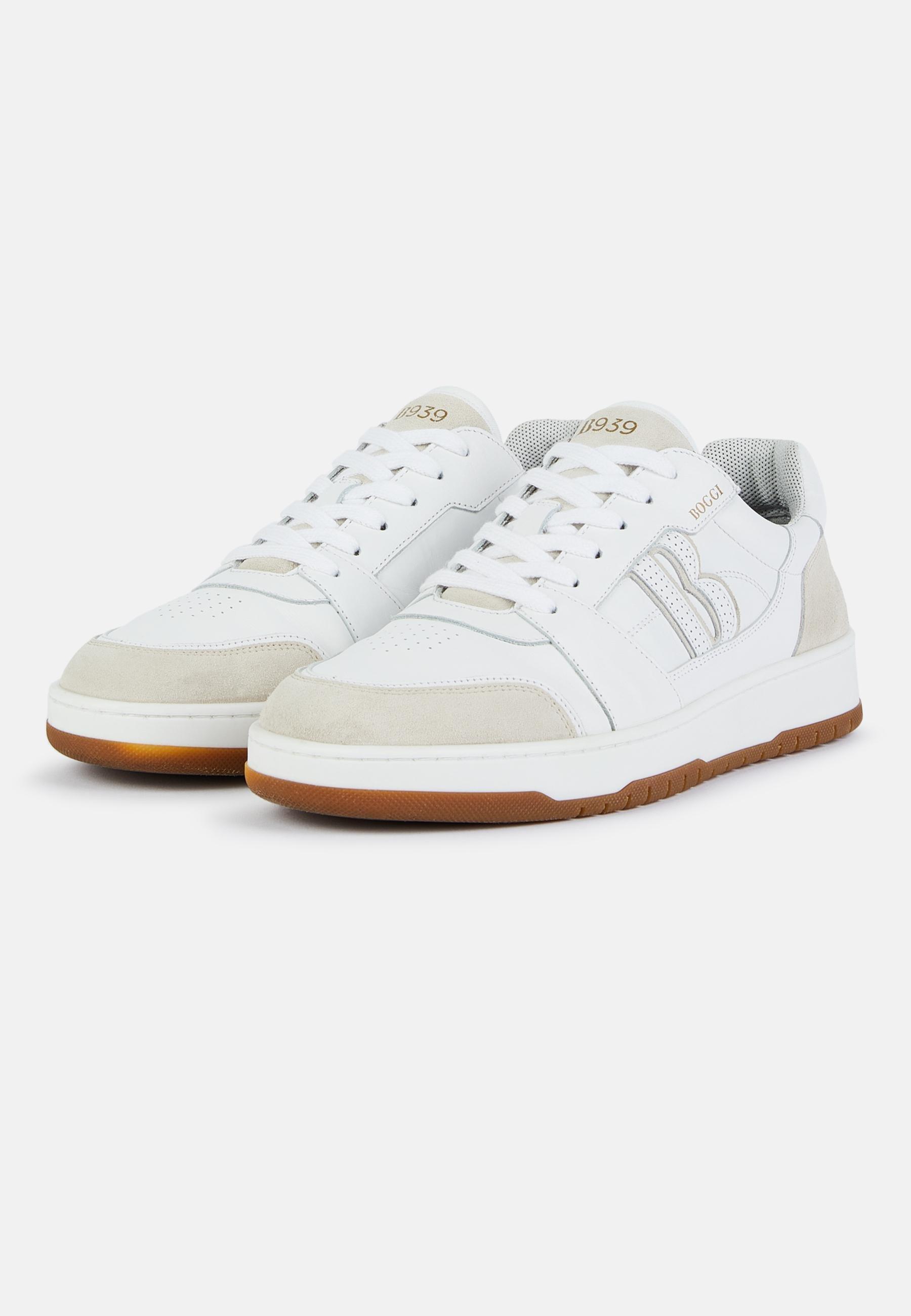 Boggi Milano - White Leather Trainers With Large Logo