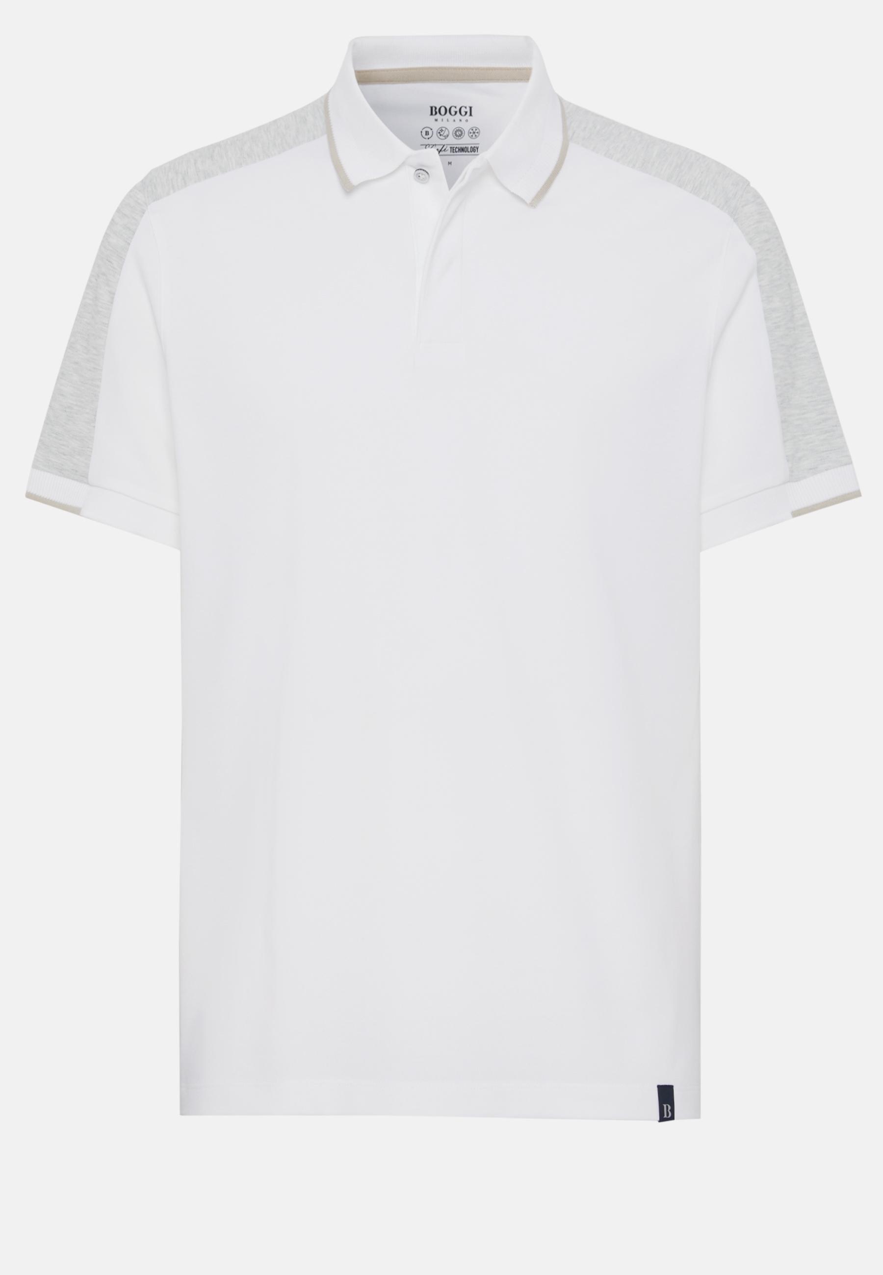 Boggi Milano - White High-Performance Pique Polo Shirt