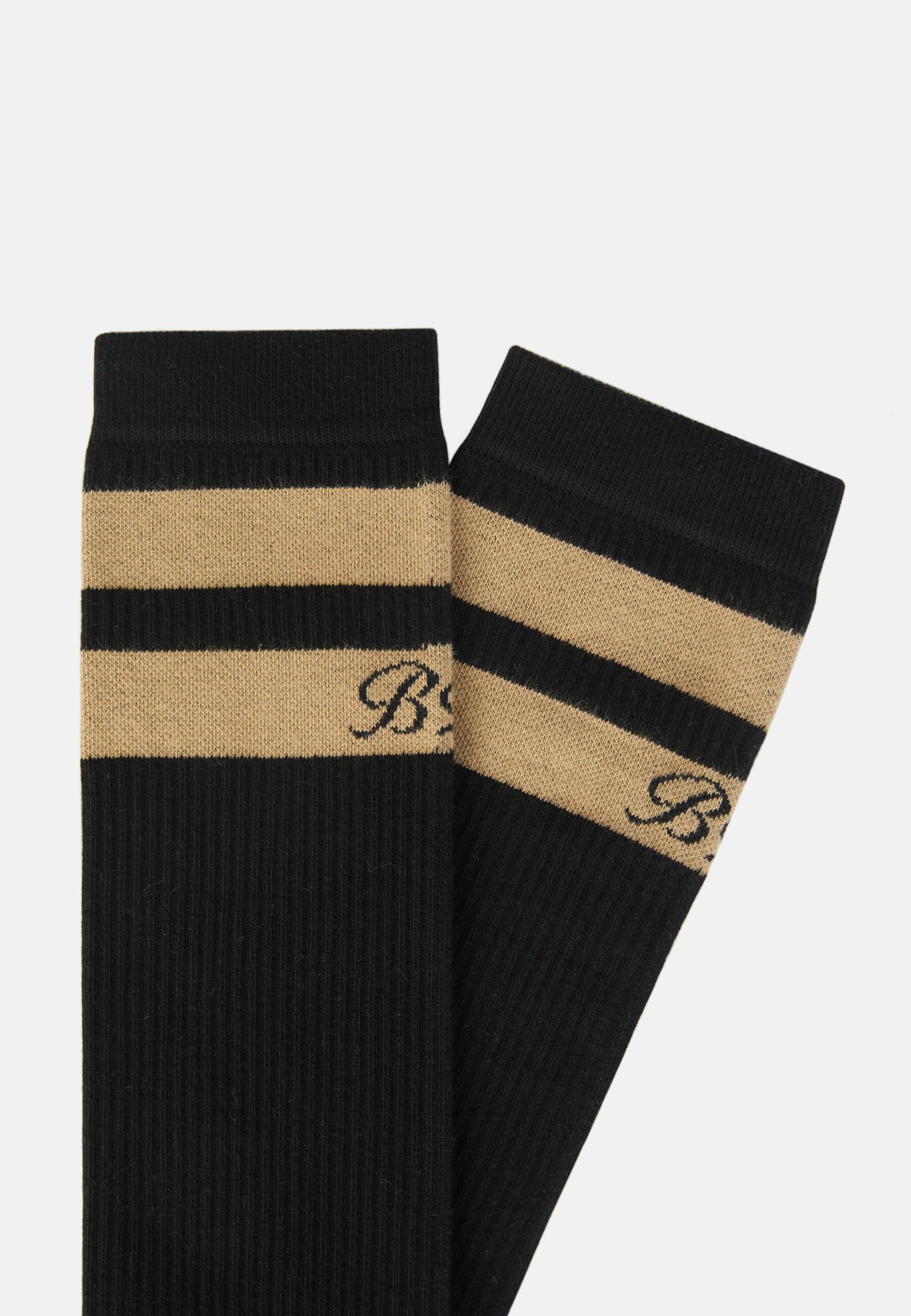 Double Striped Socks In A Cotton Blend Black, Black, medium