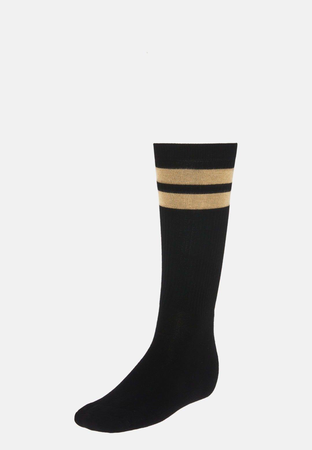 Double Striped Socks In A Cotton Blend Black, Black, medium