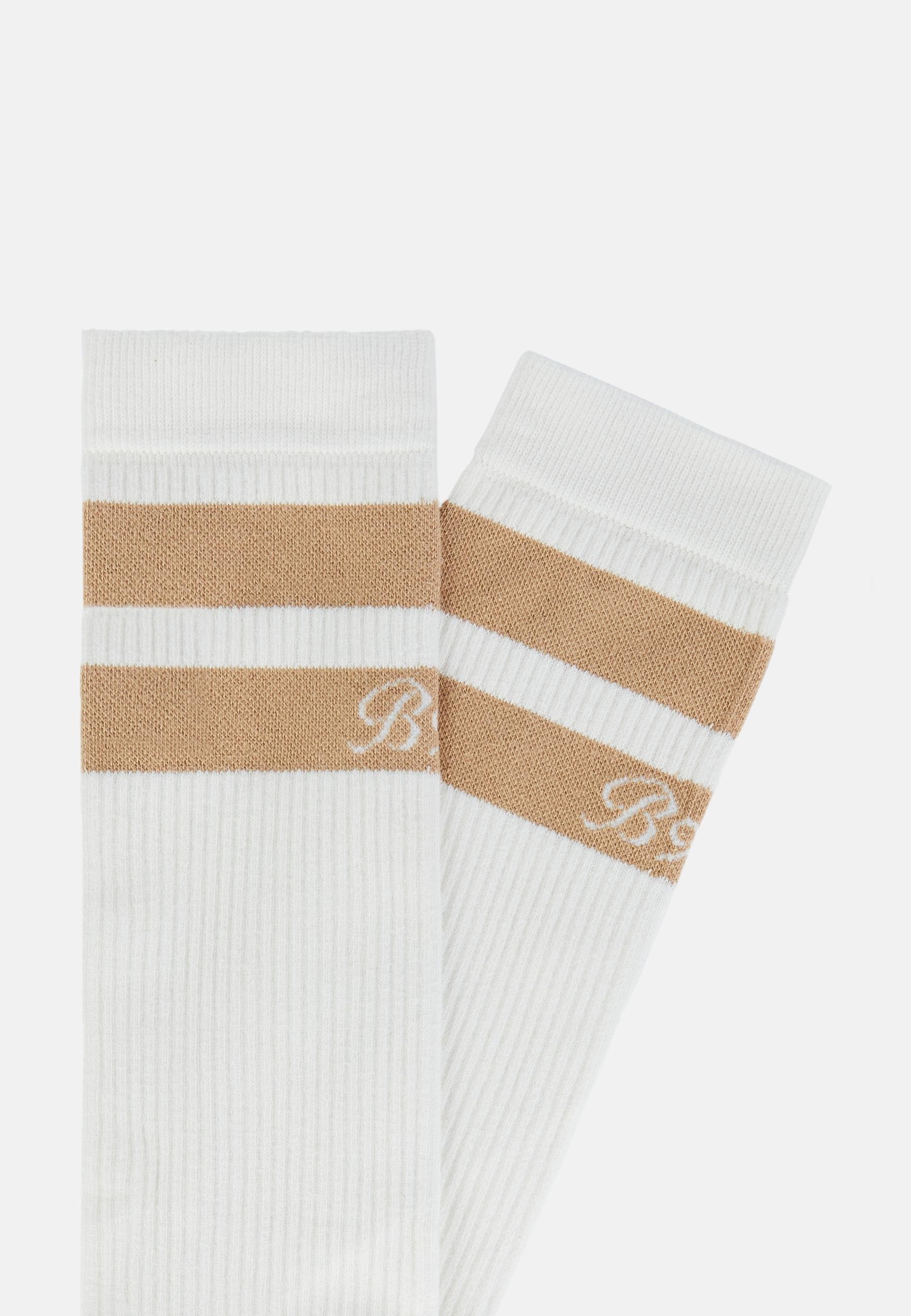 Boggi Milano - White Double Striped Socks In A Cotton Blend