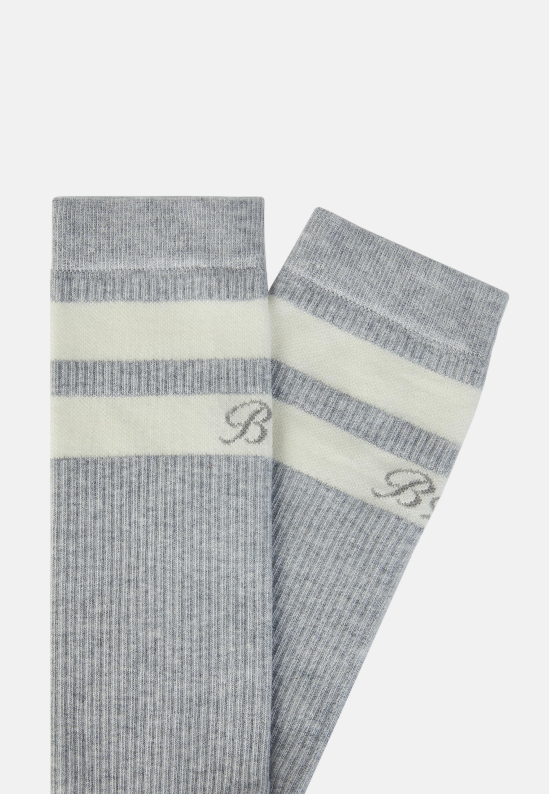 Double Striped Socks In A Cotton Blend Grey, Grey, large image number 0