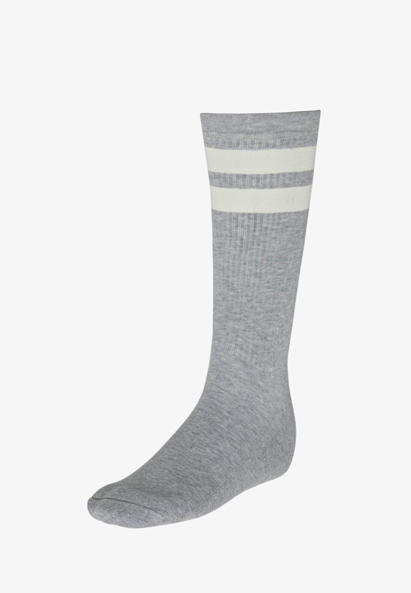 Double Striped Socks In A Cotton Blend Grey, Grey, medium