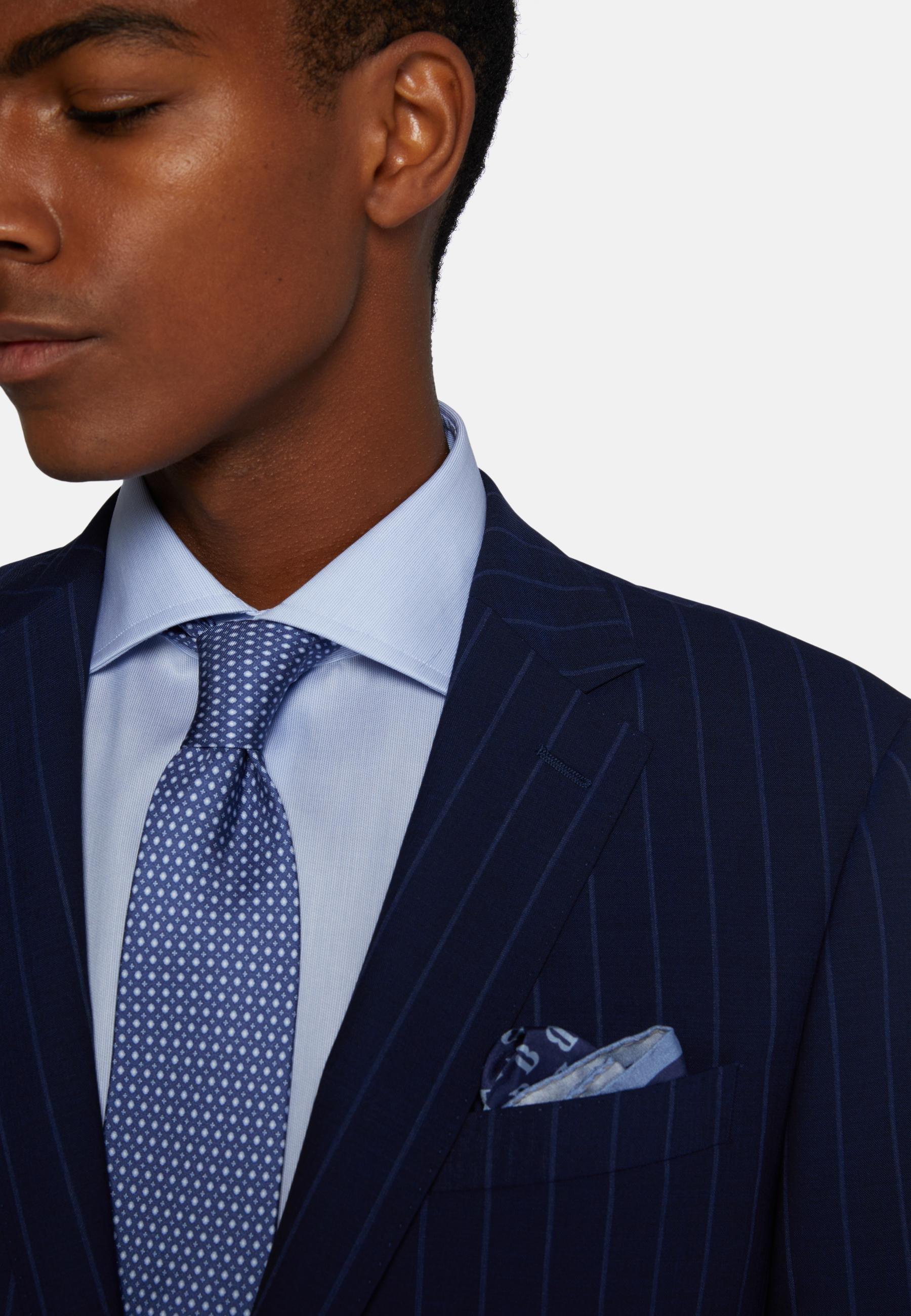 Pinstripe Suit In Stretch Wool Navy, , large image number 2