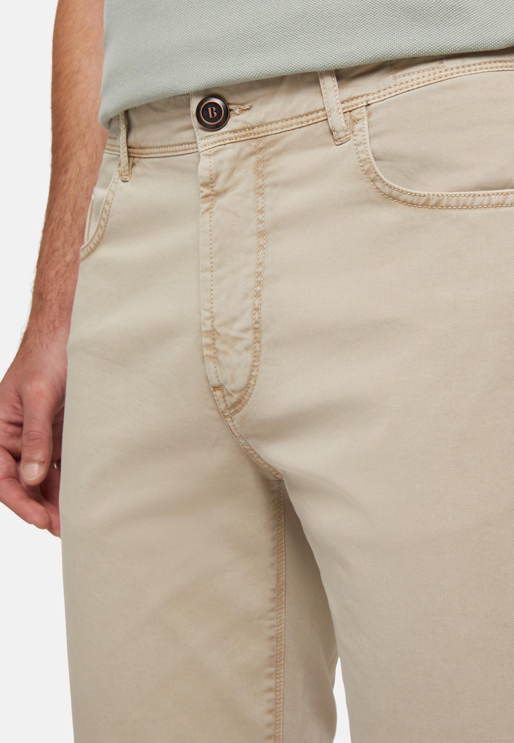 Stretch Cotton Jeans Beige, Beige, large image number 6