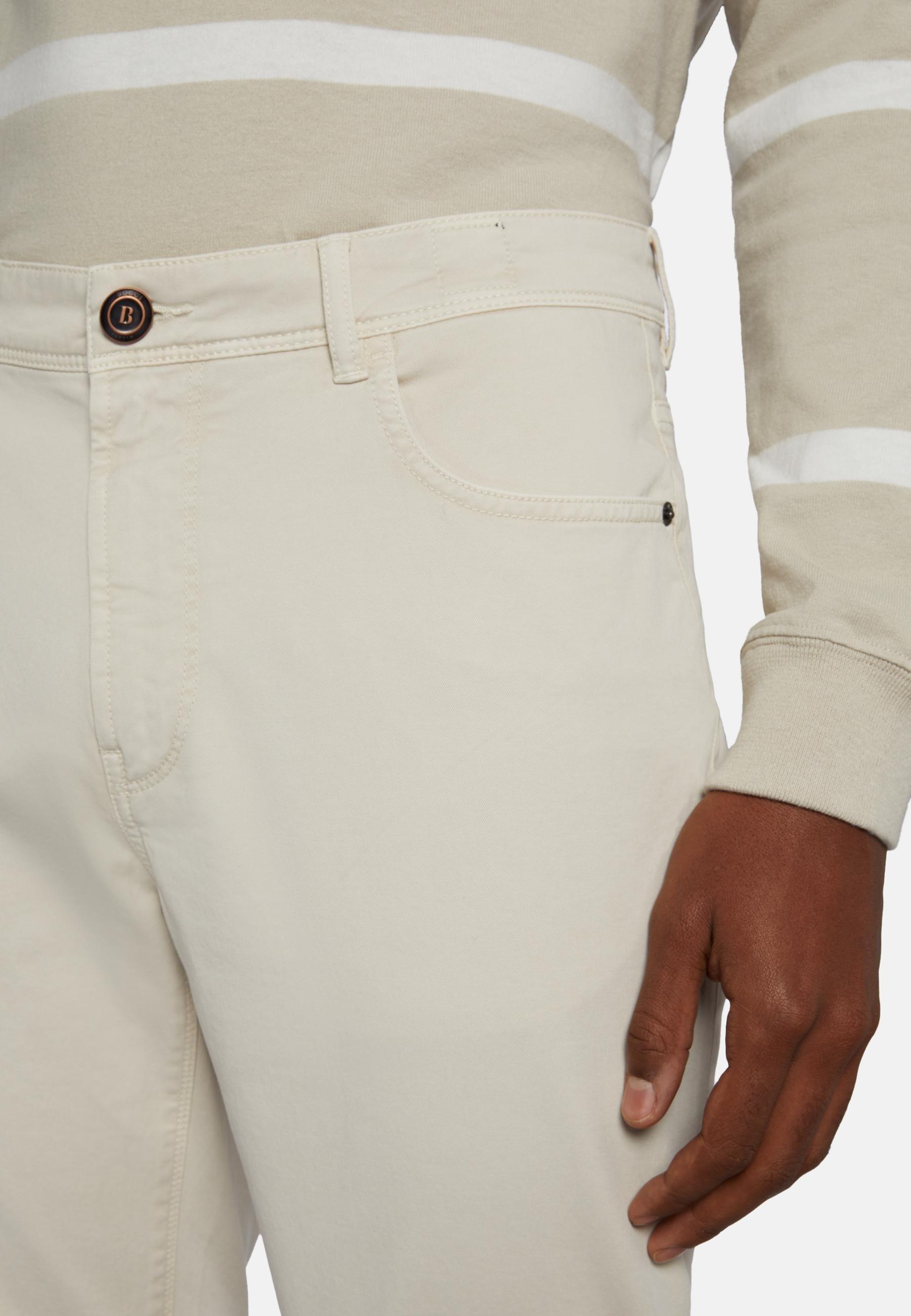 Stretch Cotton Jeans Beige, , large image number 3