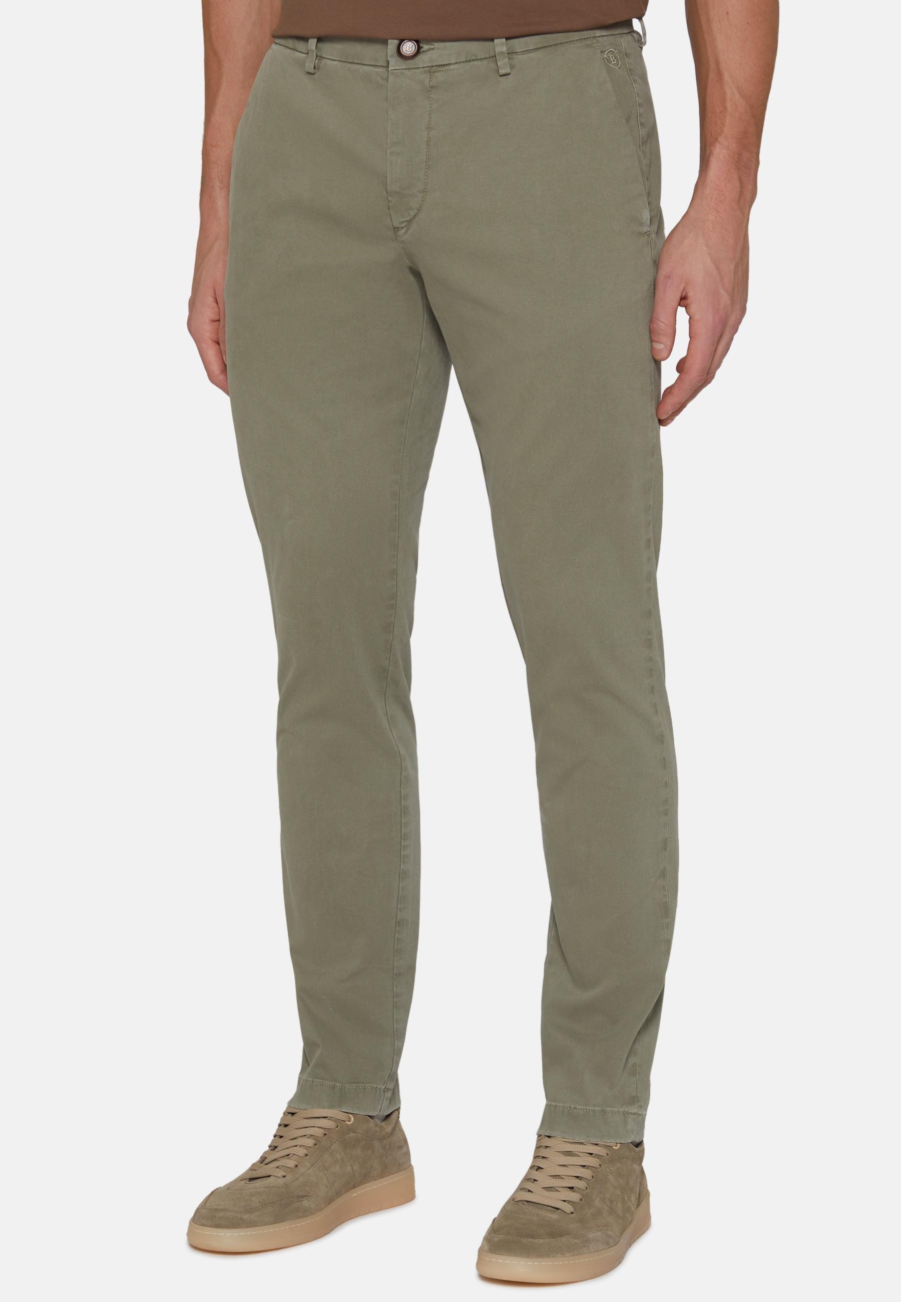 Stretch Cotton Trousers Khaki, , large image number 0