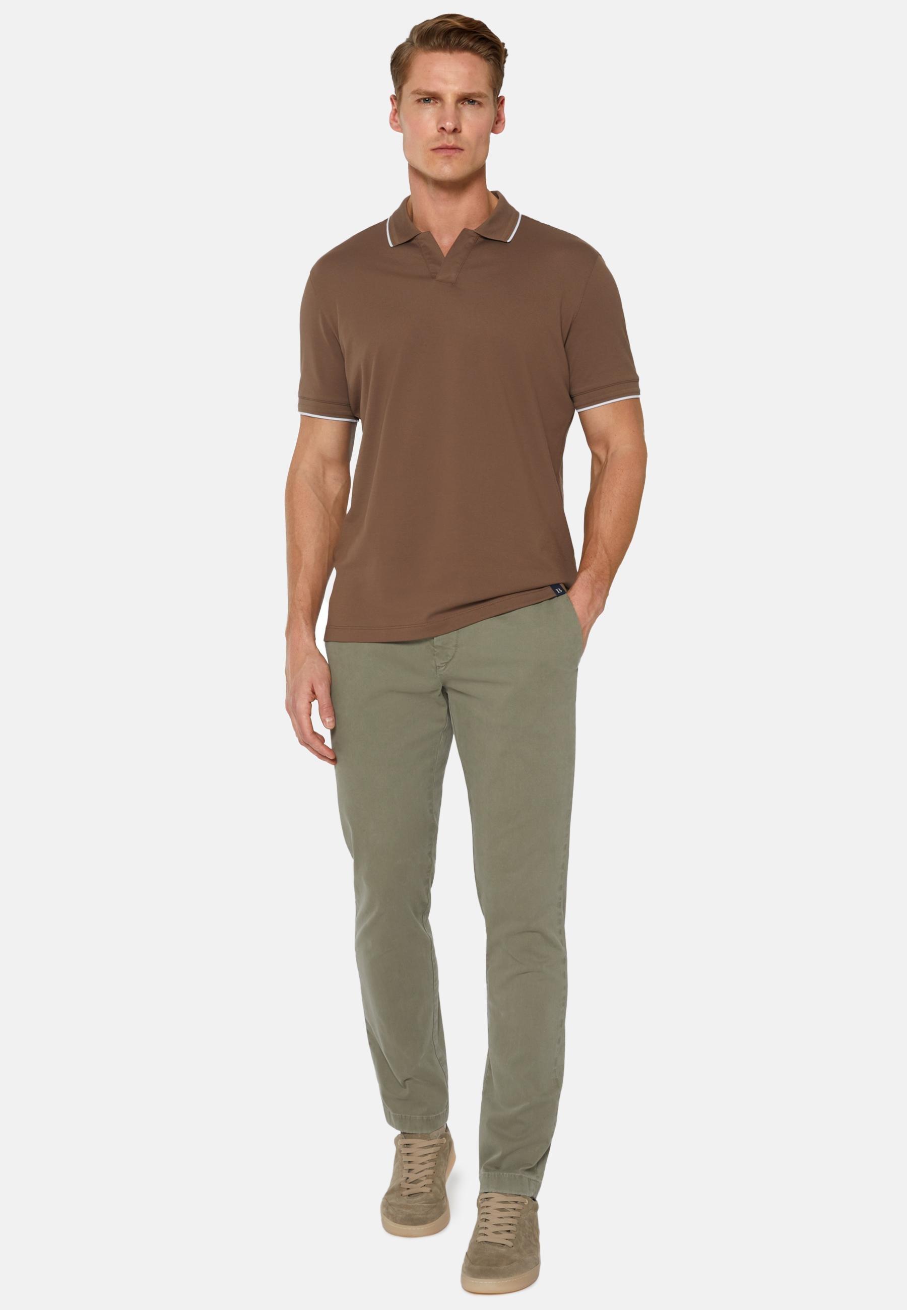 Stretch Cotton Trousers Khaki, , large image number 1