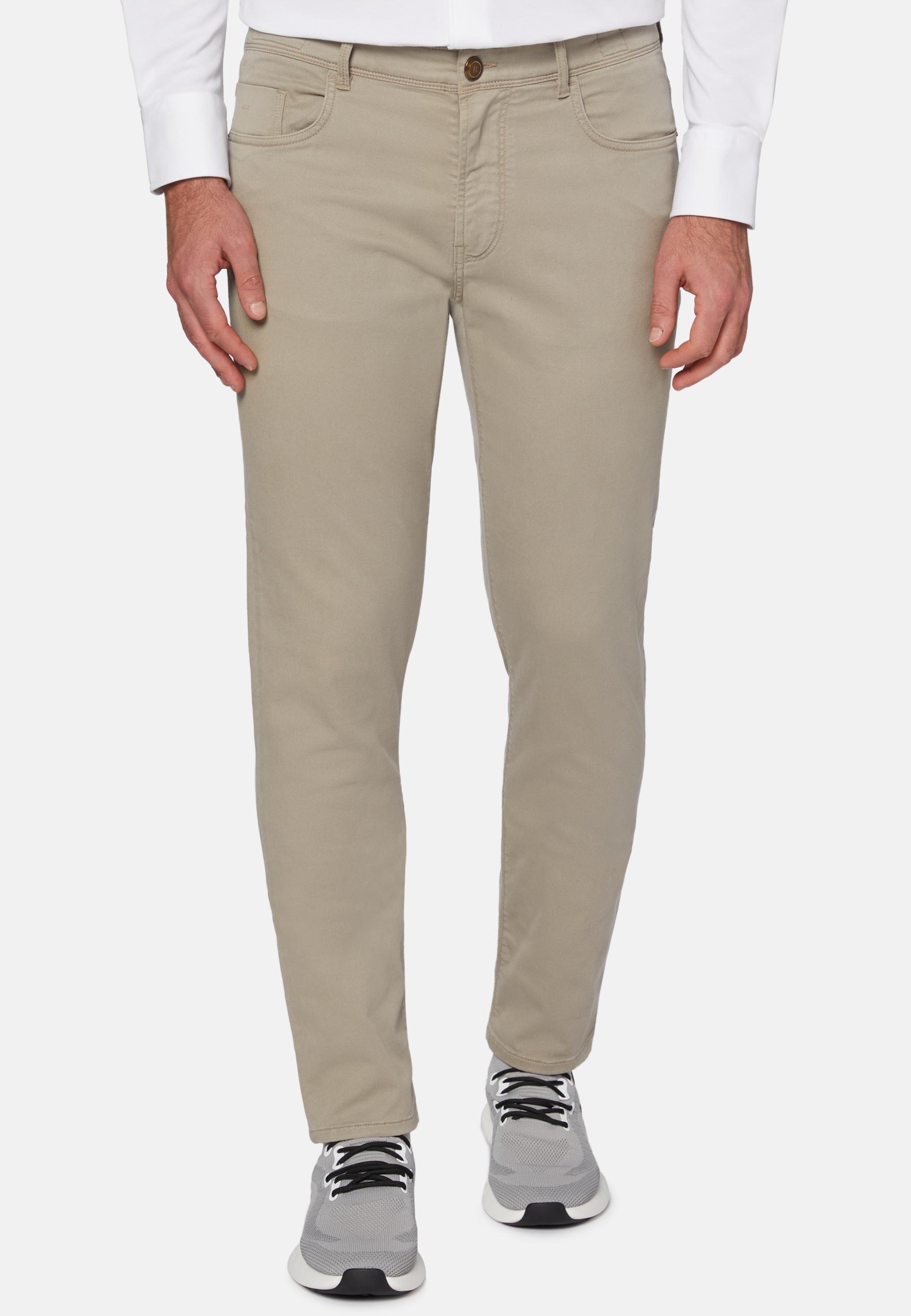 Stretch Cotton Tencel Jeans Beige, , medium