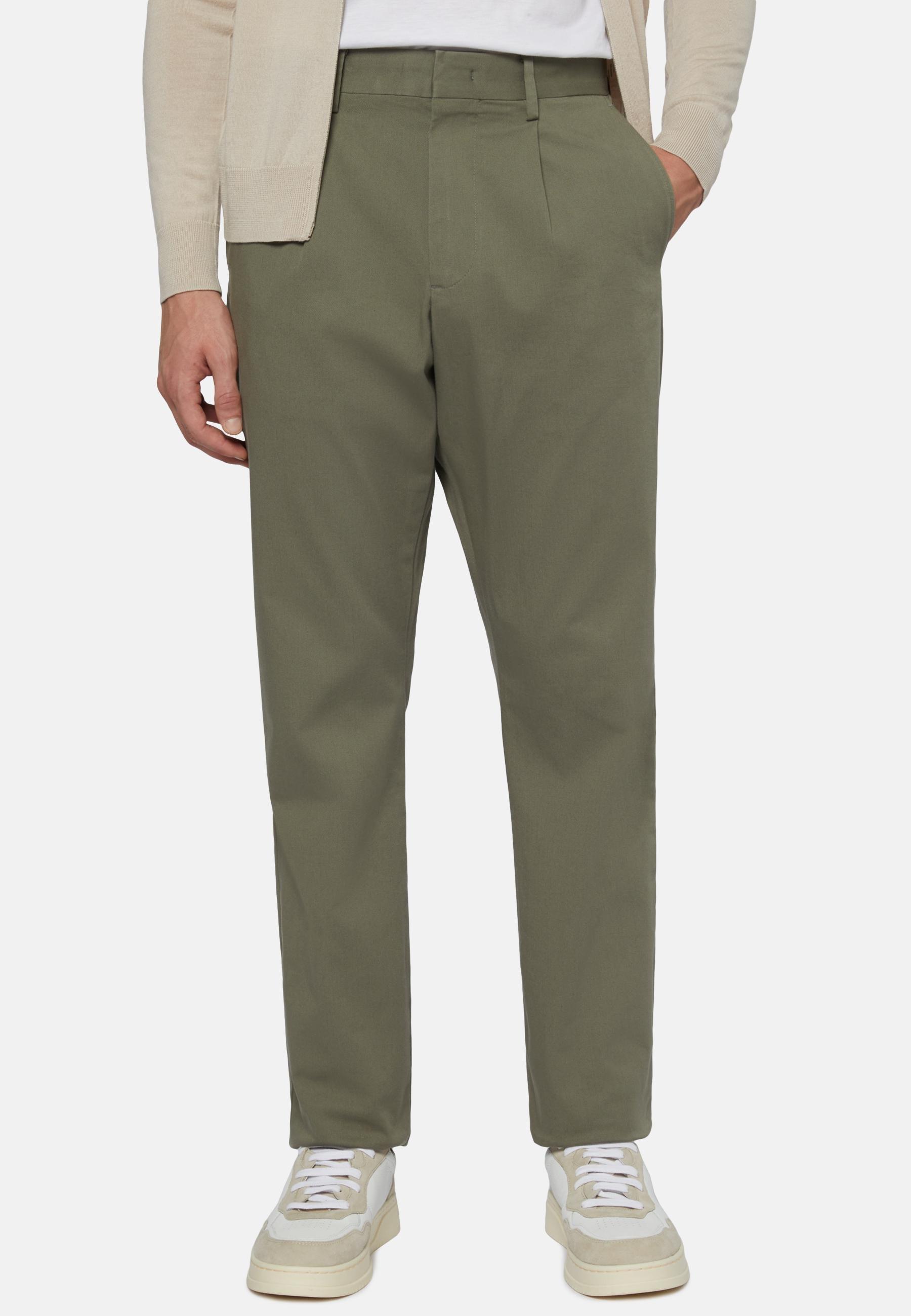 Stretch Cotton Trousers Green, Military Green, large image number 0