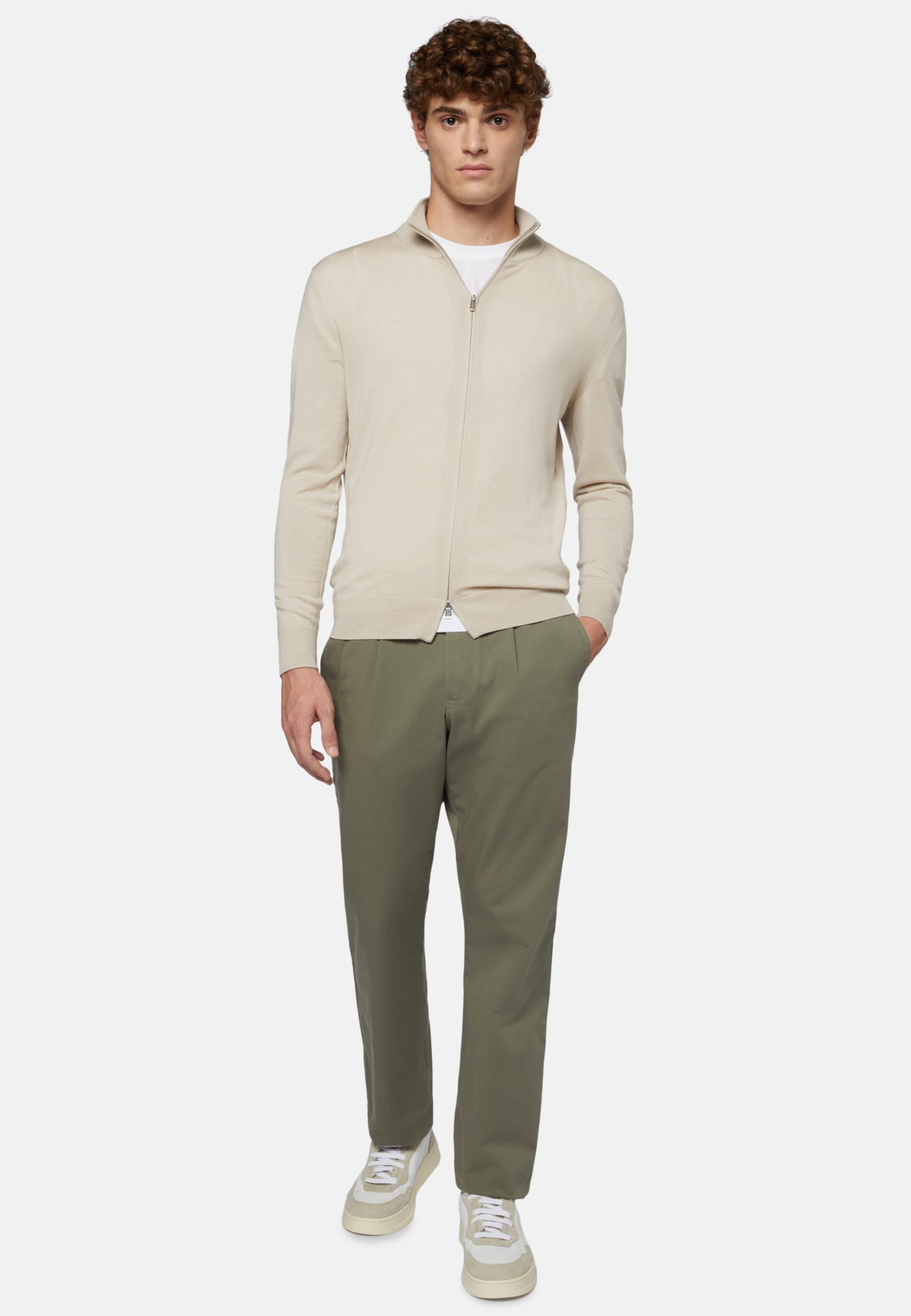 Stretch Cotton Trousers Green, , large image number 1