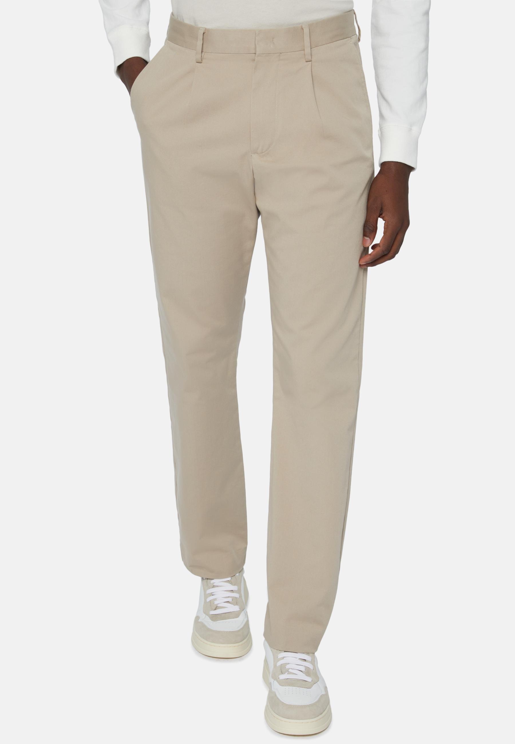 Stretch Cotton Trousers Beige, Beige, medium