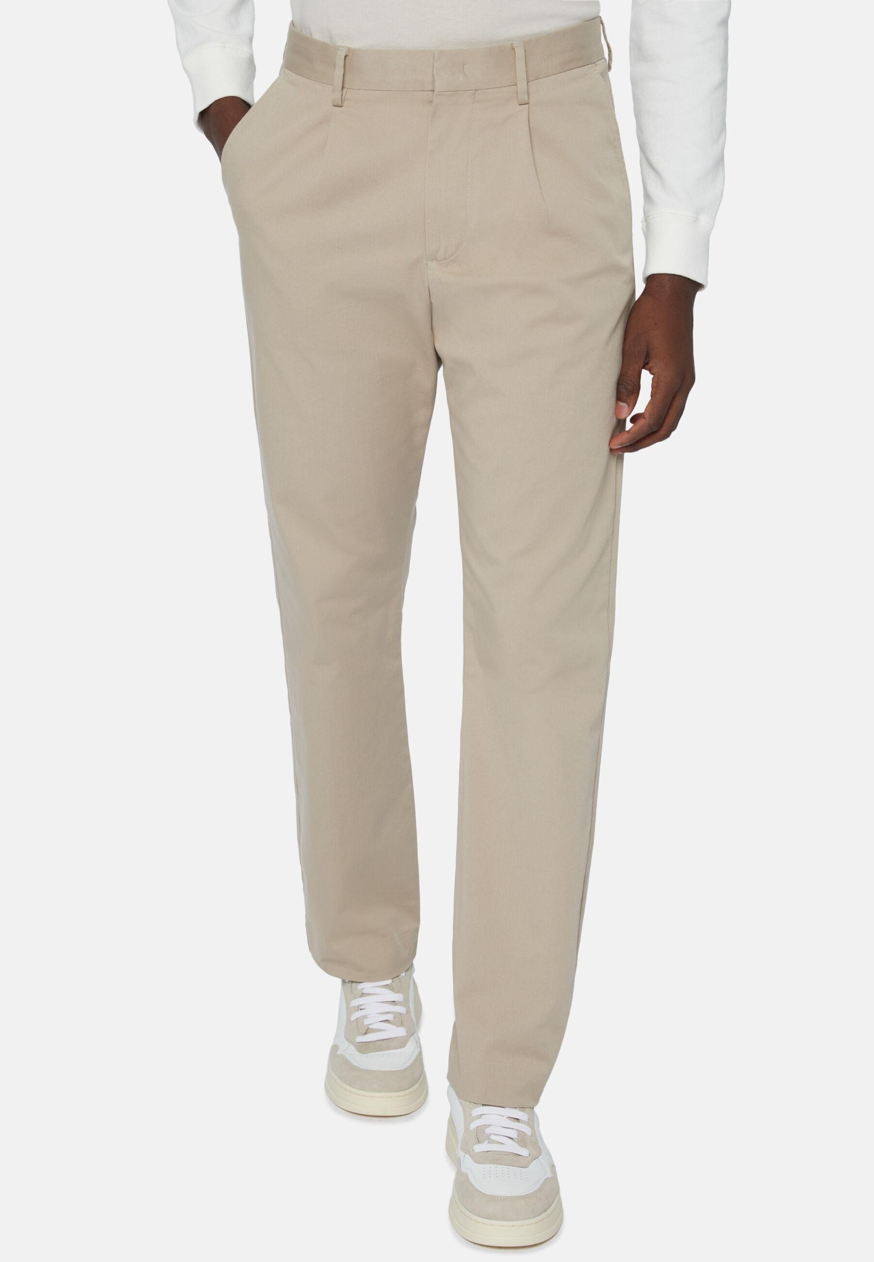 Stretch Cotton Trousers Beige, Beige, medium