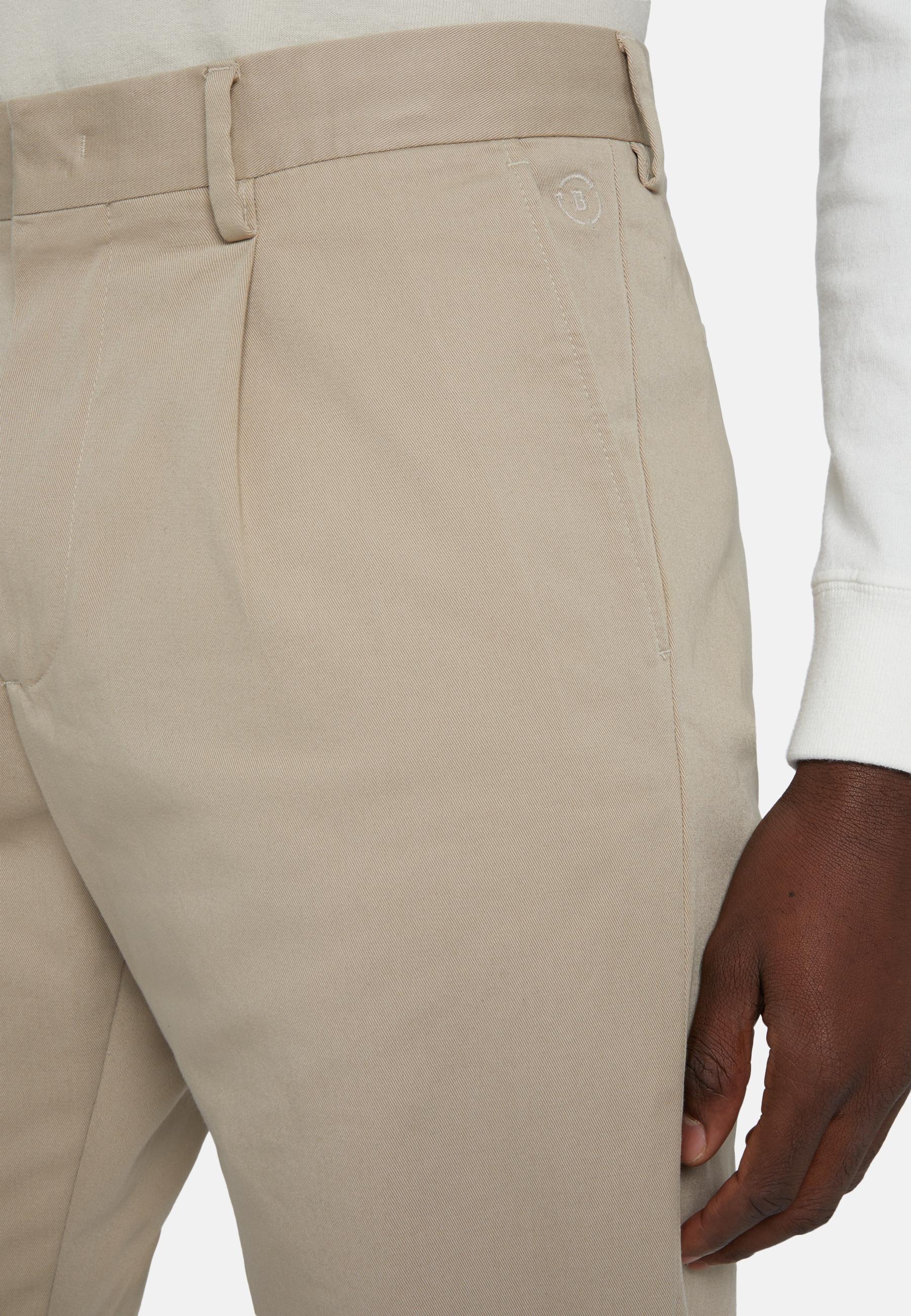 Stretch Cotton Trousers Beige, Beige, large image number 3