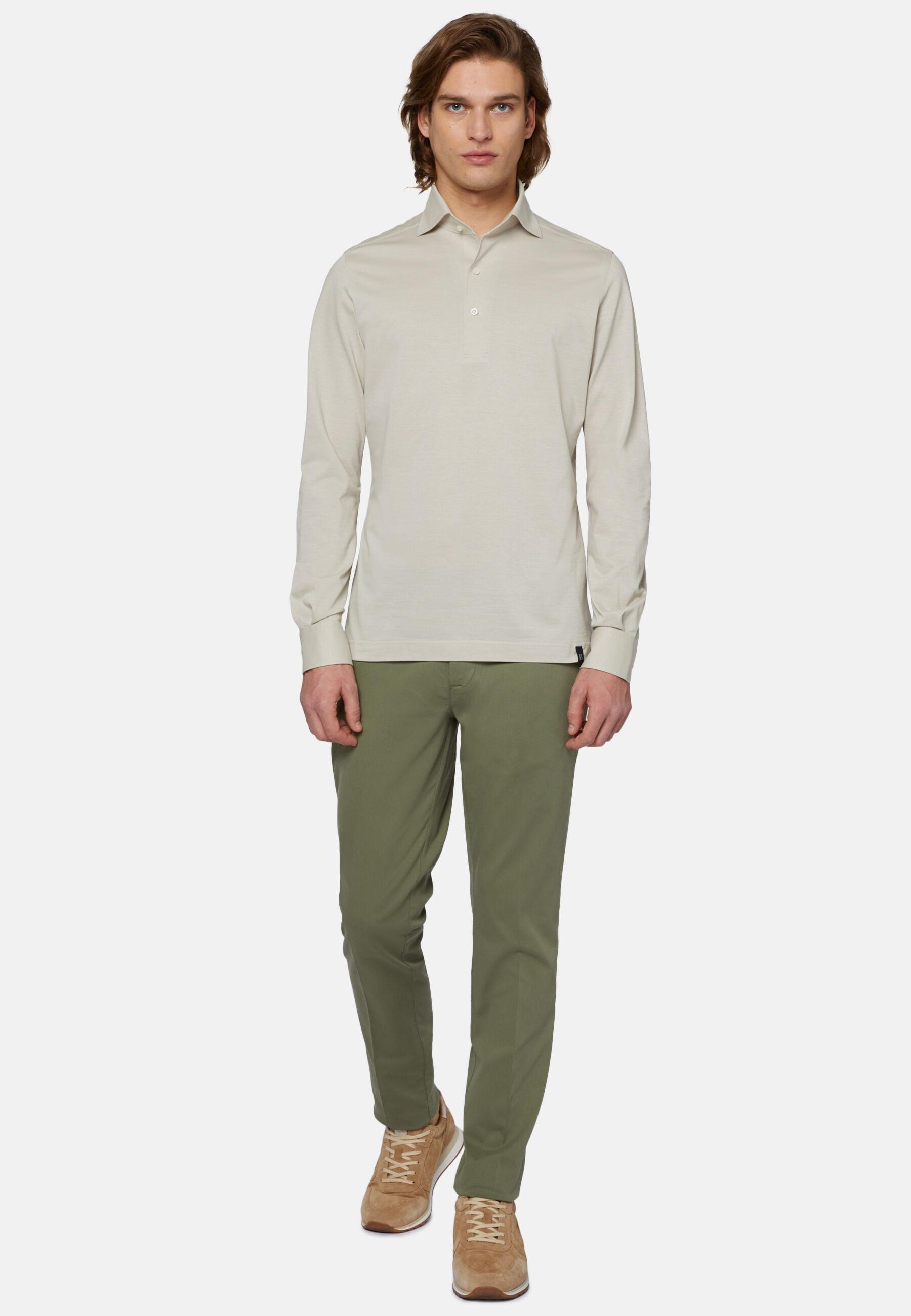 Stretch Cotton Tencel Jeans Green, Military Green, large image number 1