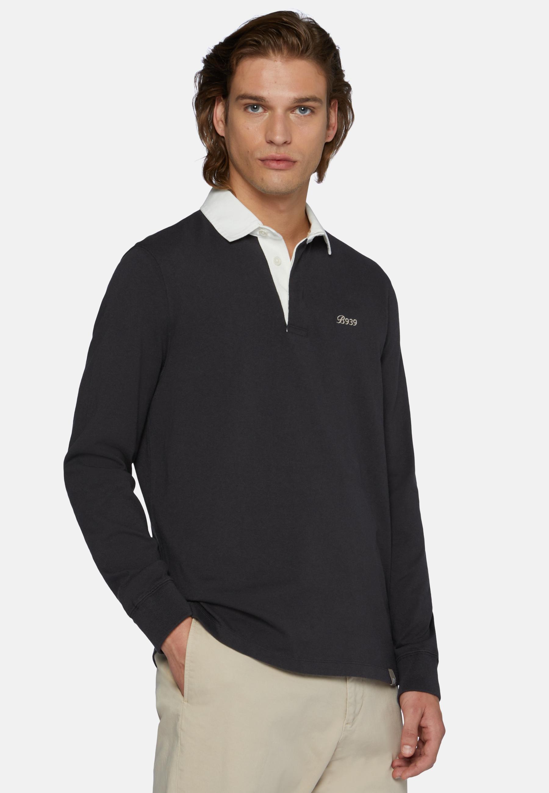 Black Cotton Polo Shirt, , large image number 0