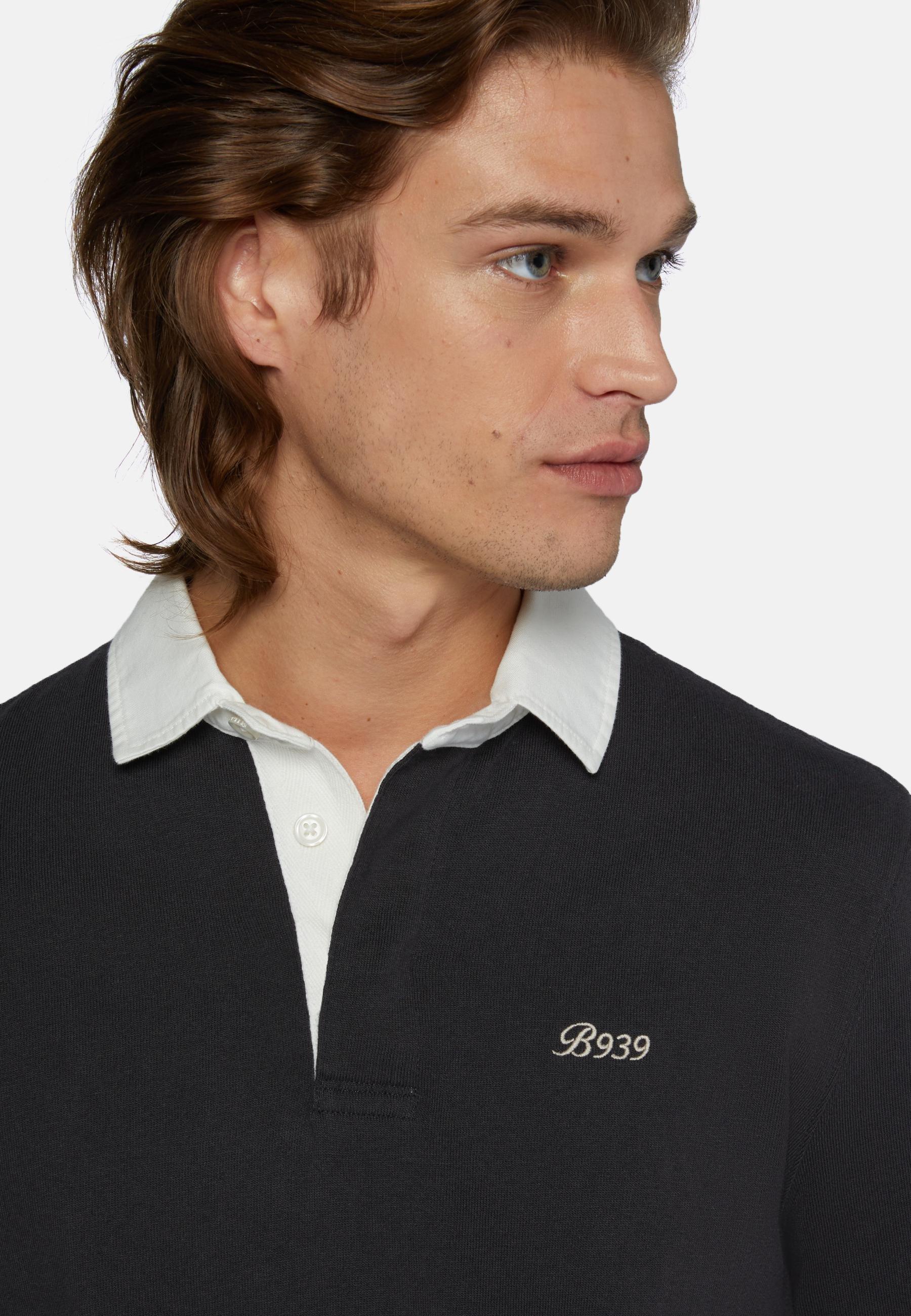 Black Cotton Polo Shirt, , large image number 1