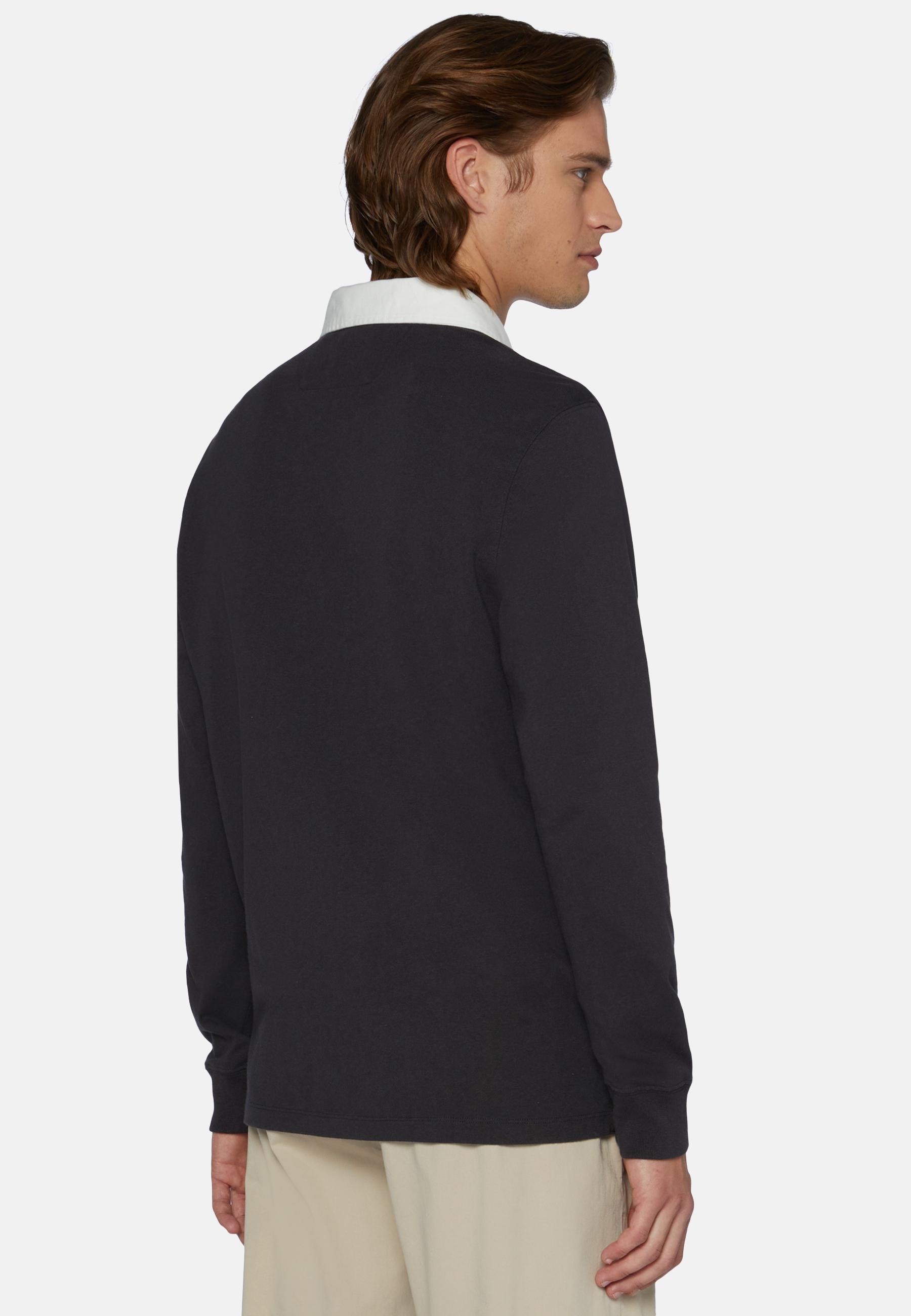 Black Cotton Polo Shirt, , large image number 2