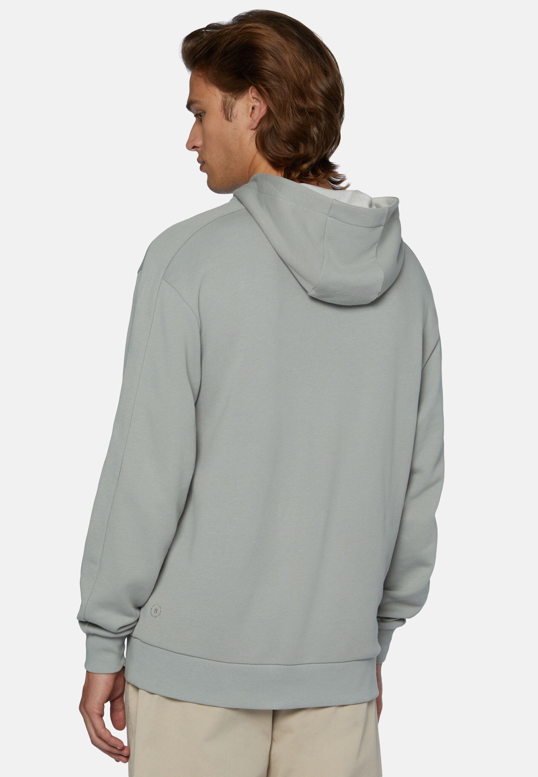 Hooded Sweatshirt In Organic Cotton Blend Green, Green, medium