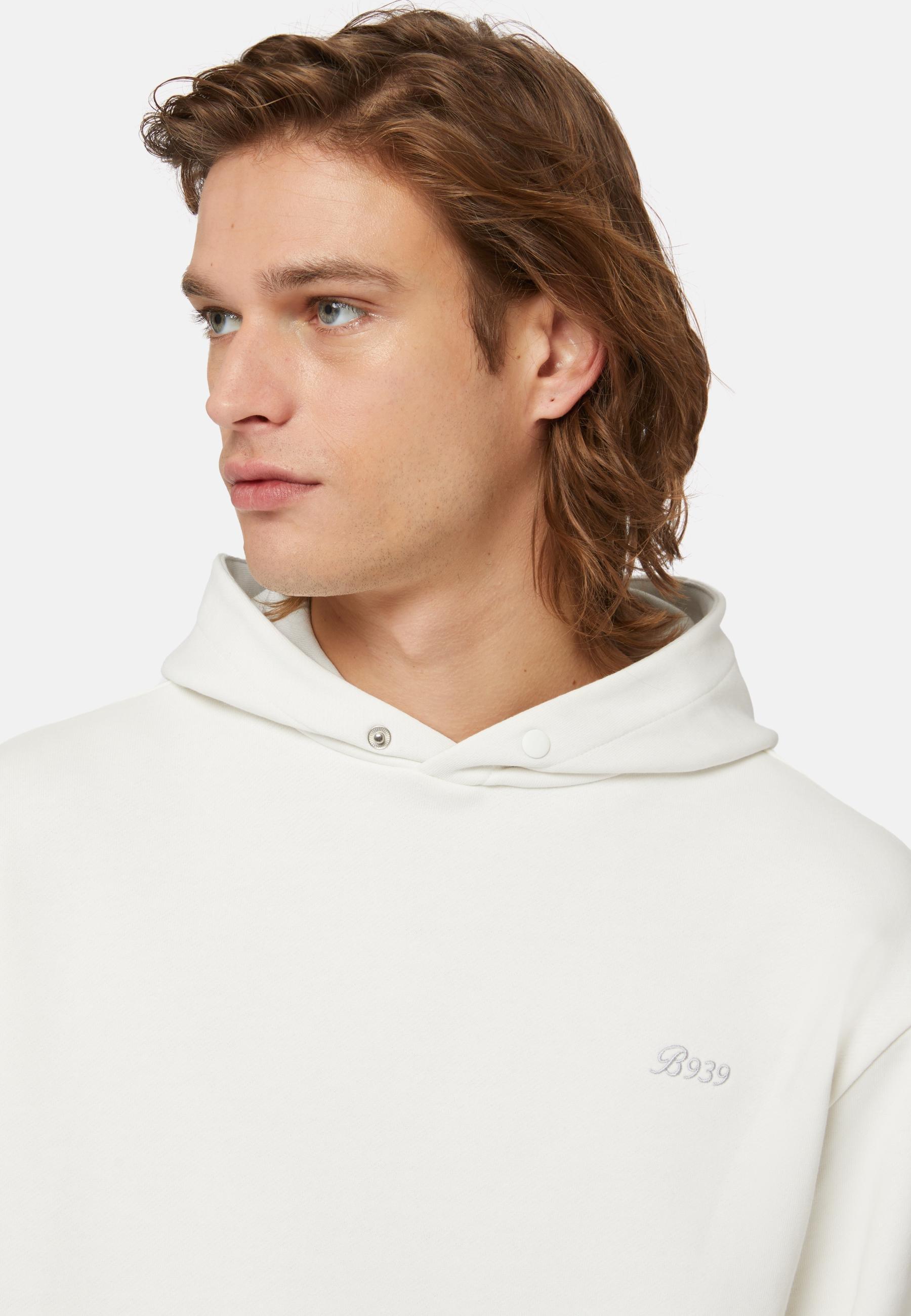 Hooded Sweatshirt In Organic Cotton Blend White, , large image number 1