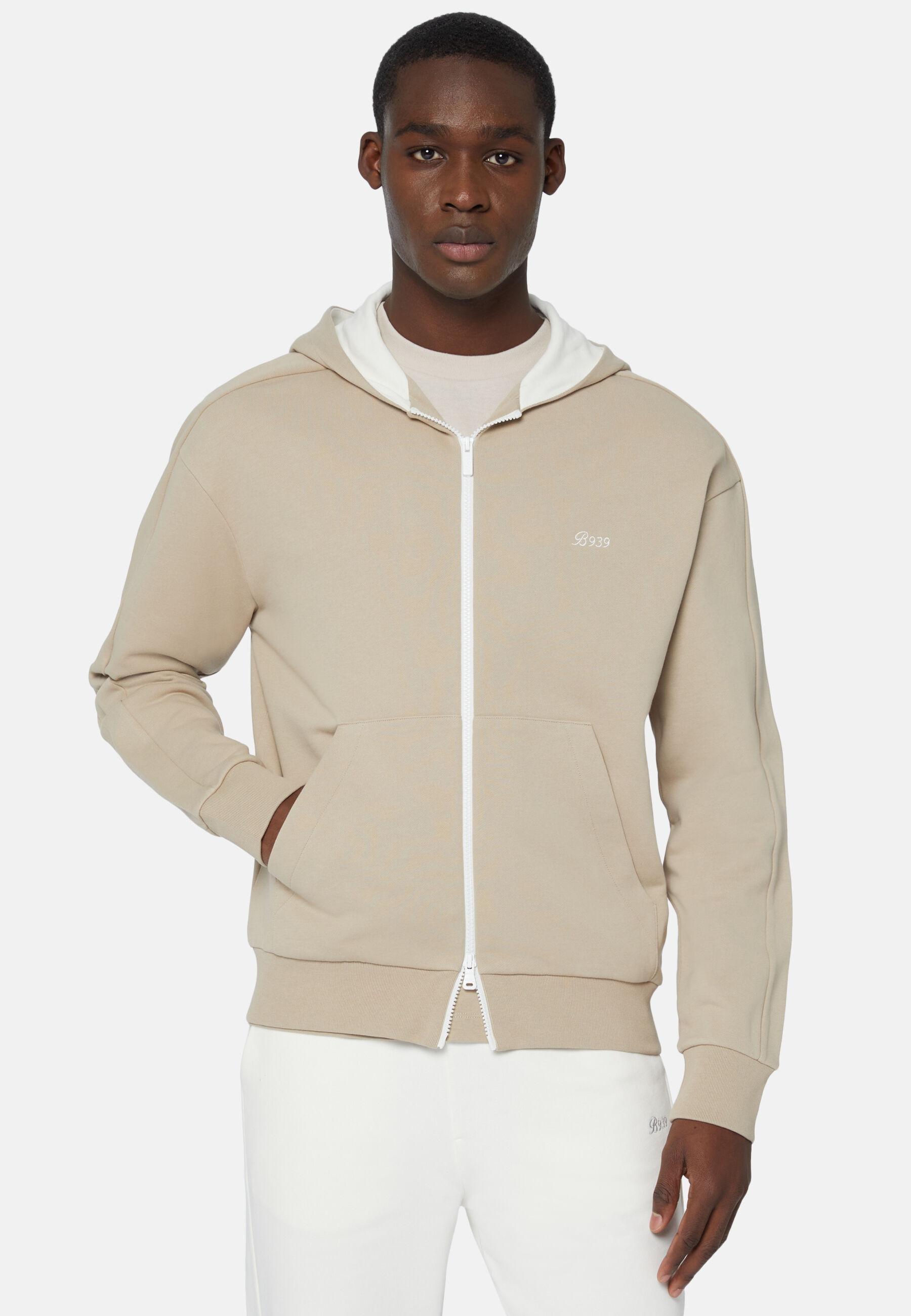 Full Zip Sweatshirt In Organic Cotton Blend Beige, 3901_BEIG, large image number 1