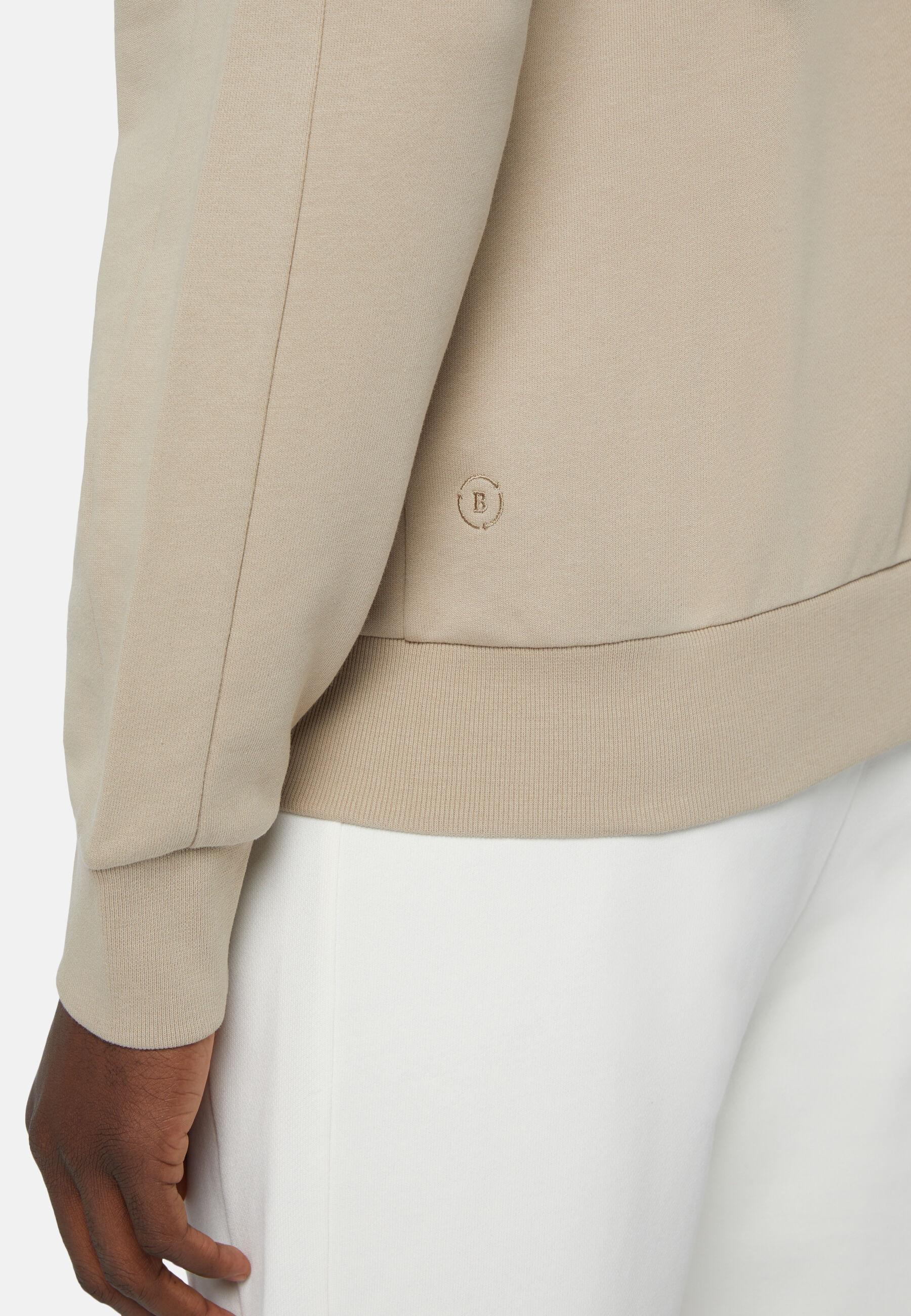 Full Zip Sweatshirt In Organic Cotton Blend Beige, 3901_BEIG, large image number 5