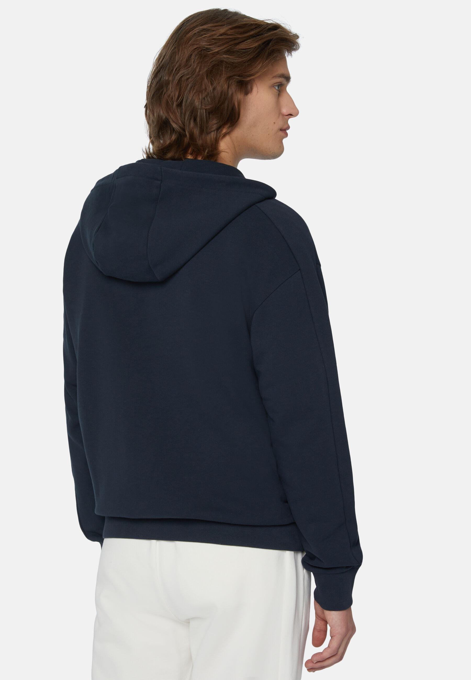 Full Zip Cotton Blend Sweatshirt Navy, Navy blue, medium