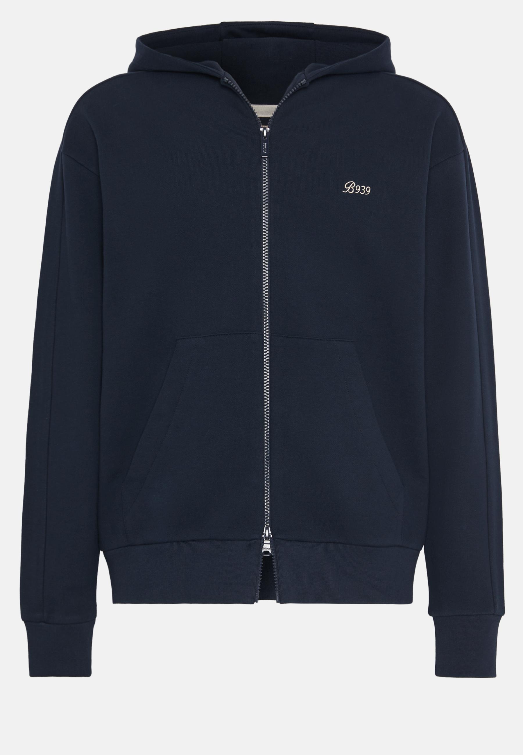 Full Zip Cotton Blend Sweatshirt Navy, , large image number 3