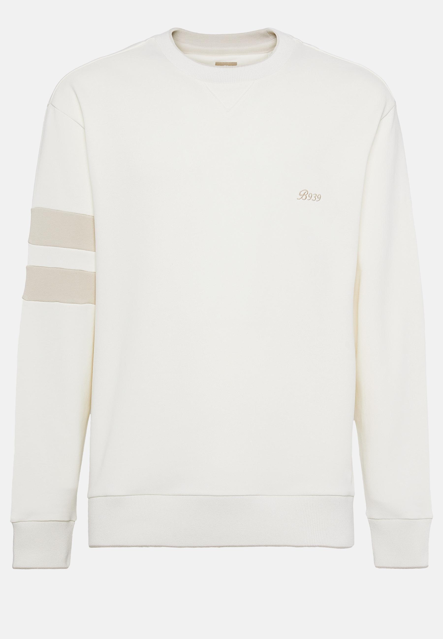 Crew Neck Sweatshirt In Organic Cotton Blend White, White, large image number 3