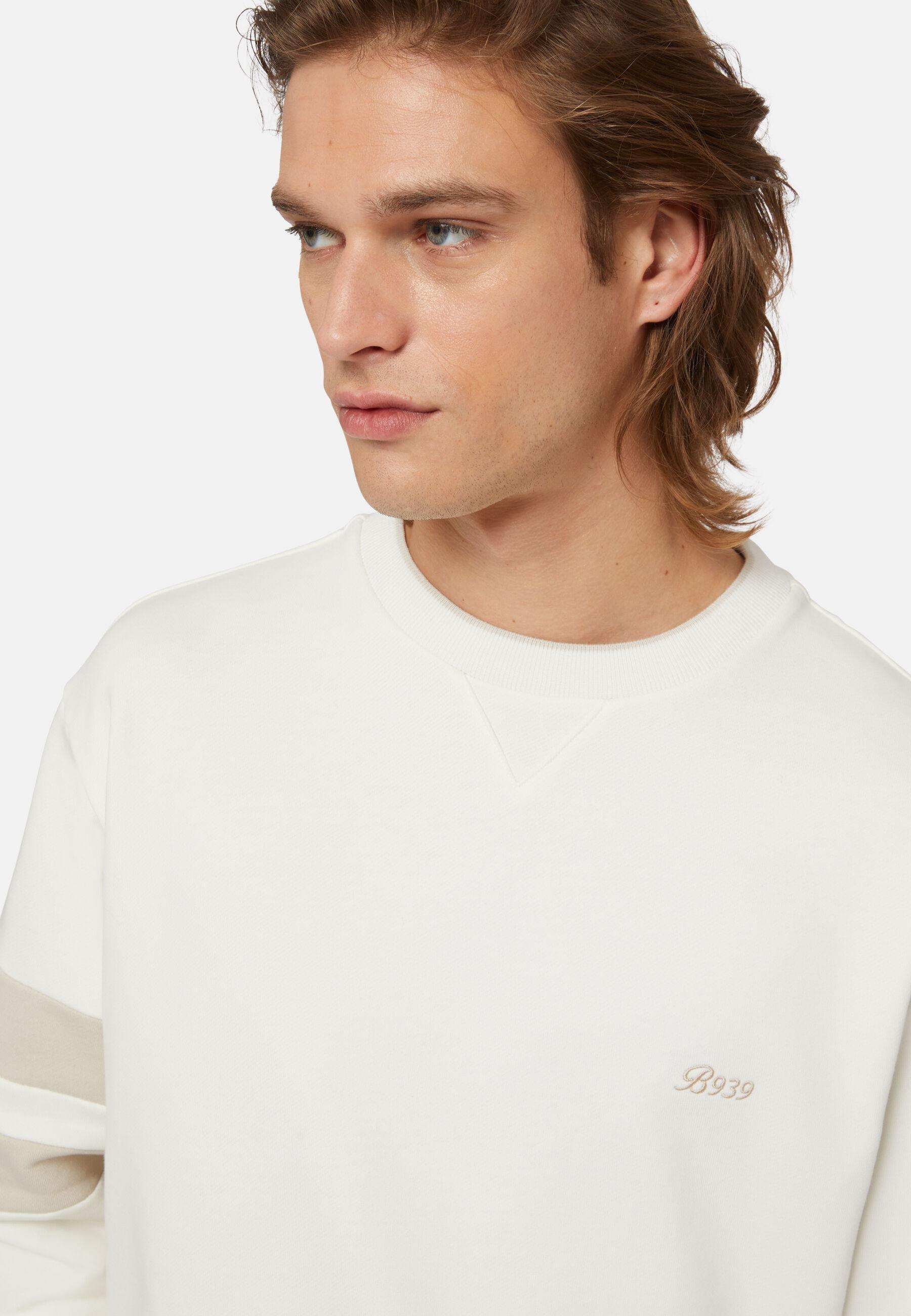 Crew Neck Sweatshirt In Organic Cotton Blend White, White, large image number 4