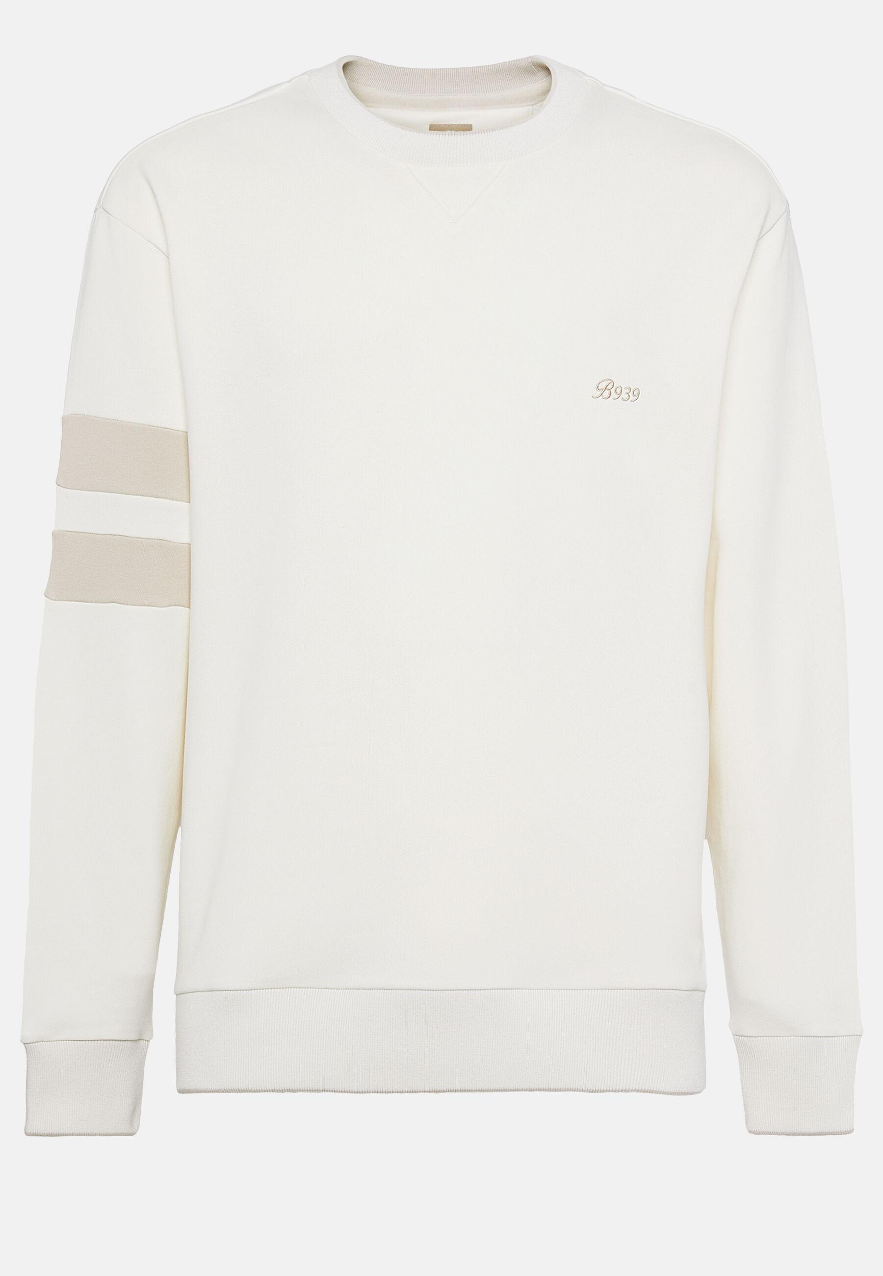 Crew Neck Sweatshirt In Organic Cotton Blend White, White, large image number 5