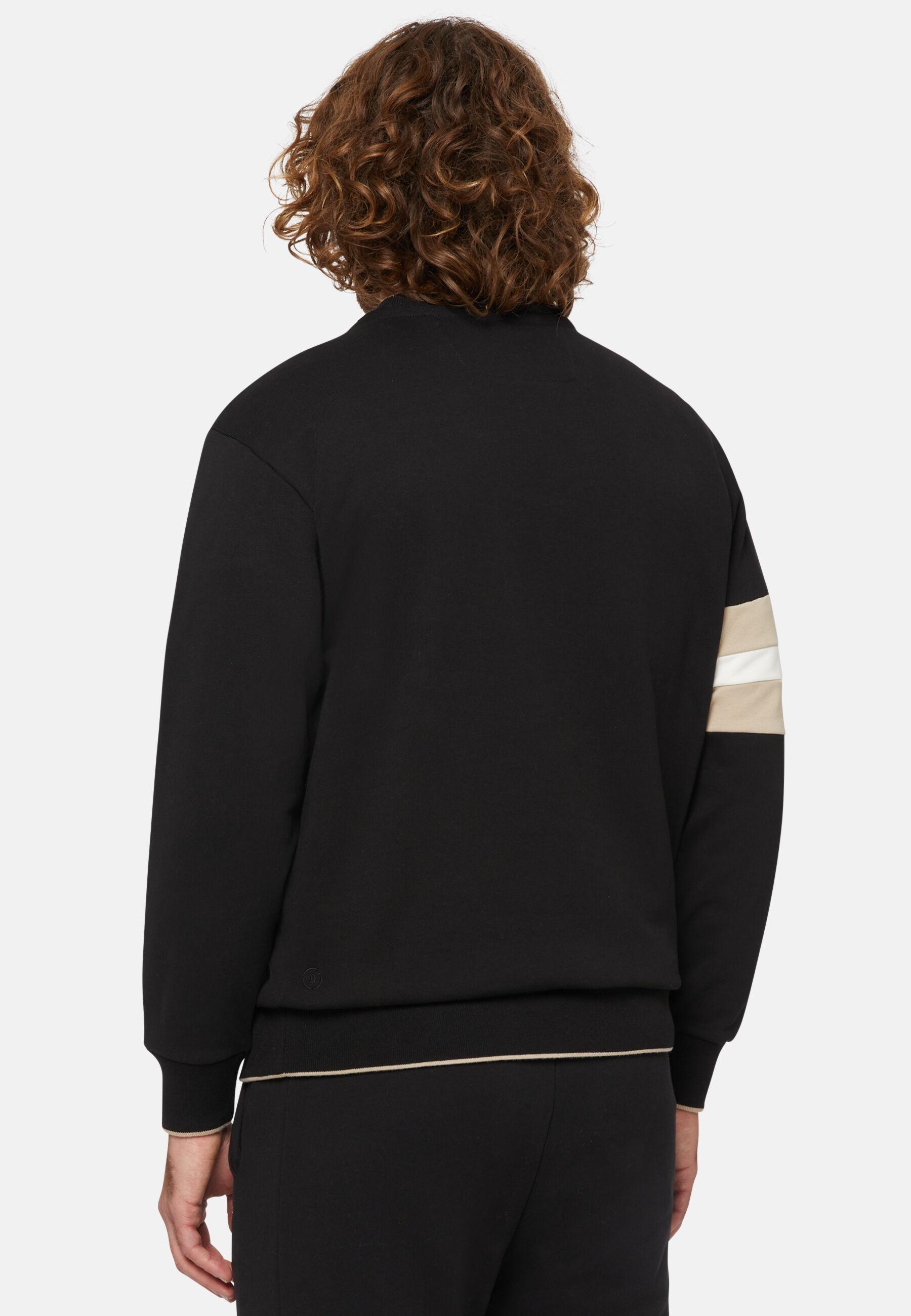 Crew Neck Sweatshirt In Organic Cotton Blend Black, Black, large image number 3