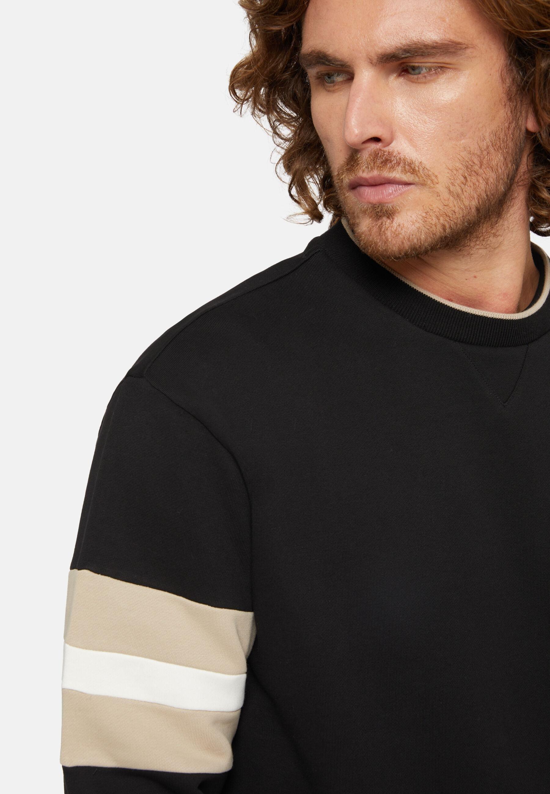 Crew Neck Sweatshirt In Organic Cotton Blend Black, Black, large image number 5