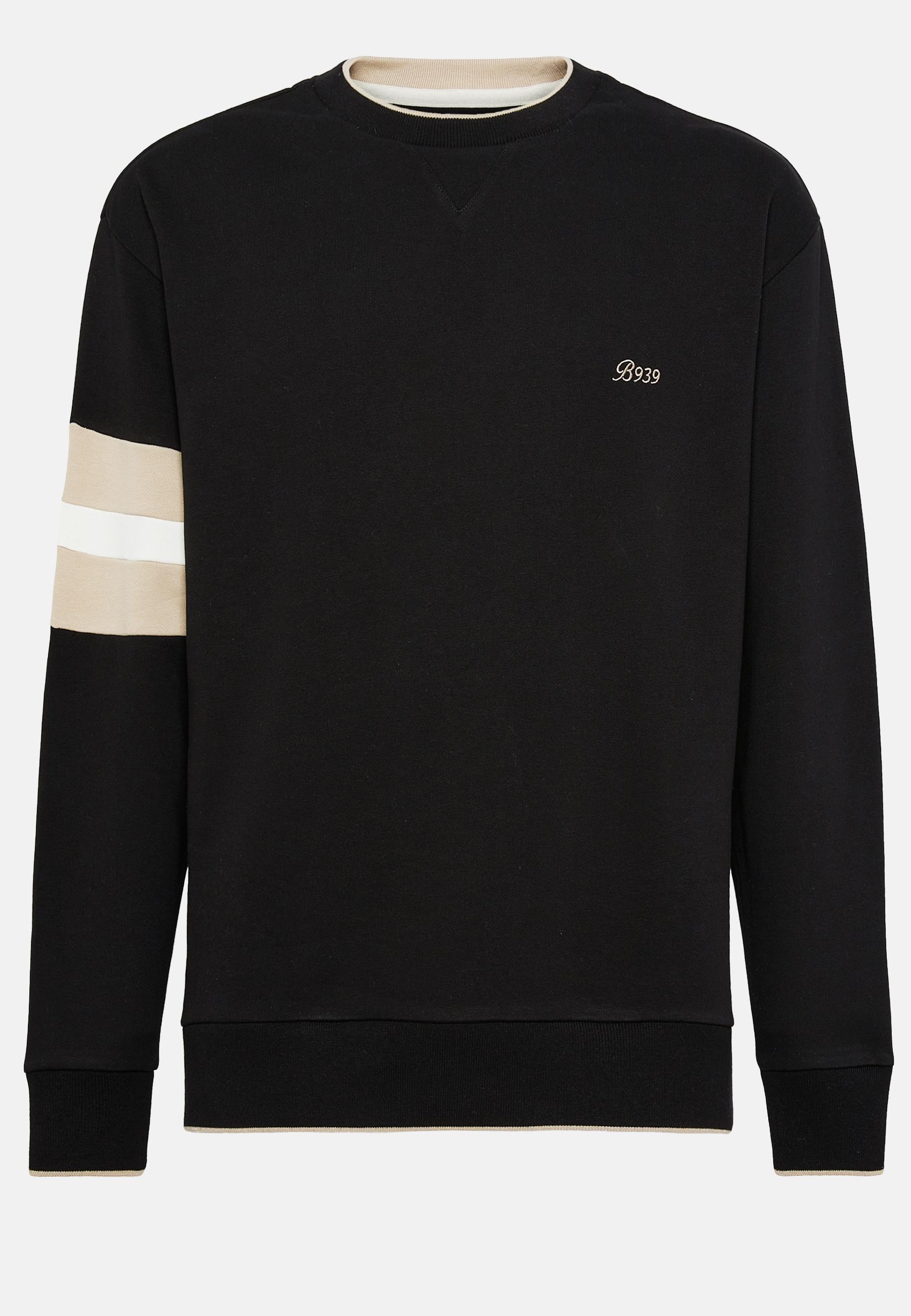 Crew Neck Sweatshirt In Organic Cotton Blend Black, Black, large image number 6