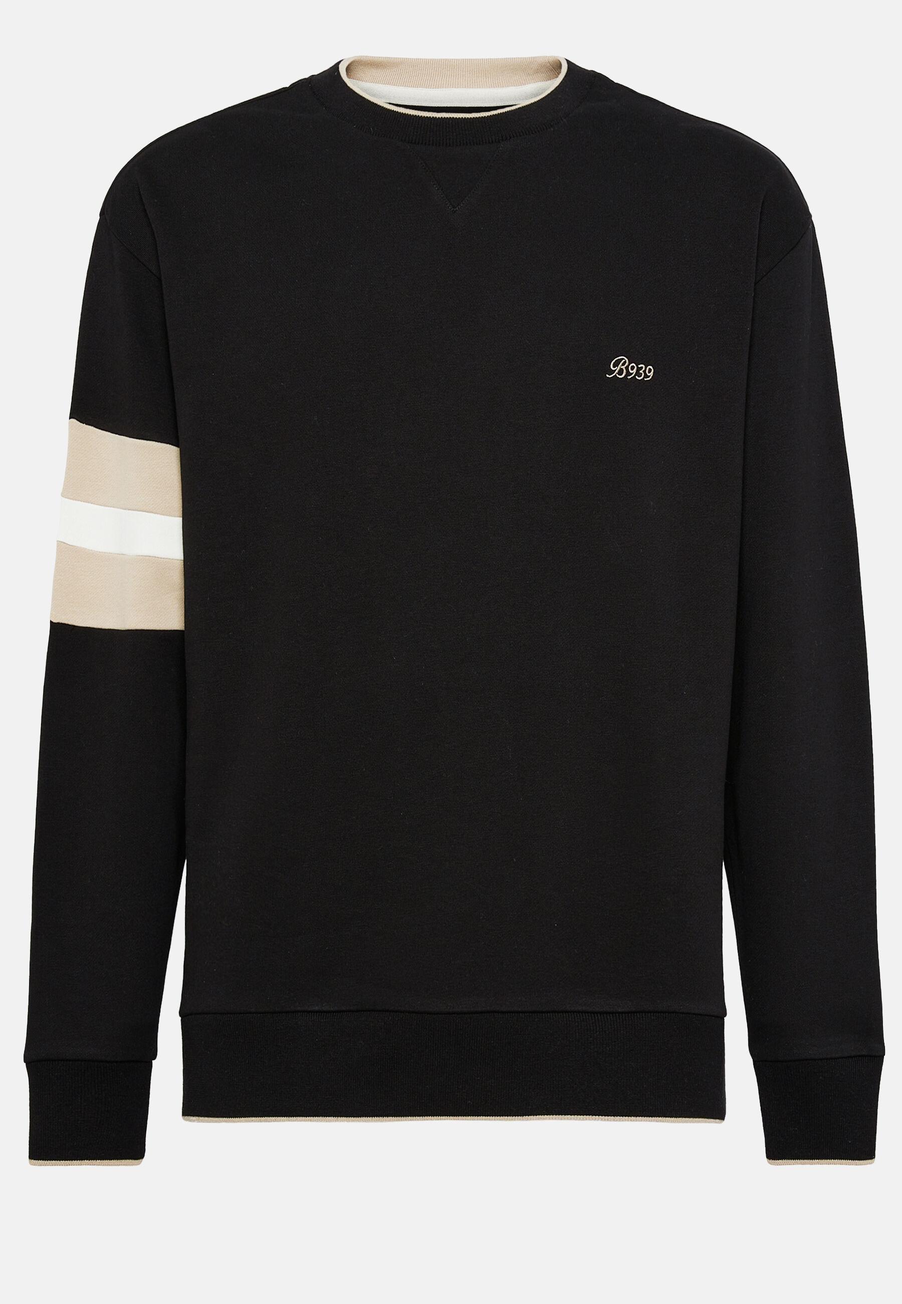 Crew Neck Sweatshirt In Organic Cotton Blend Black, Black, large image number 7