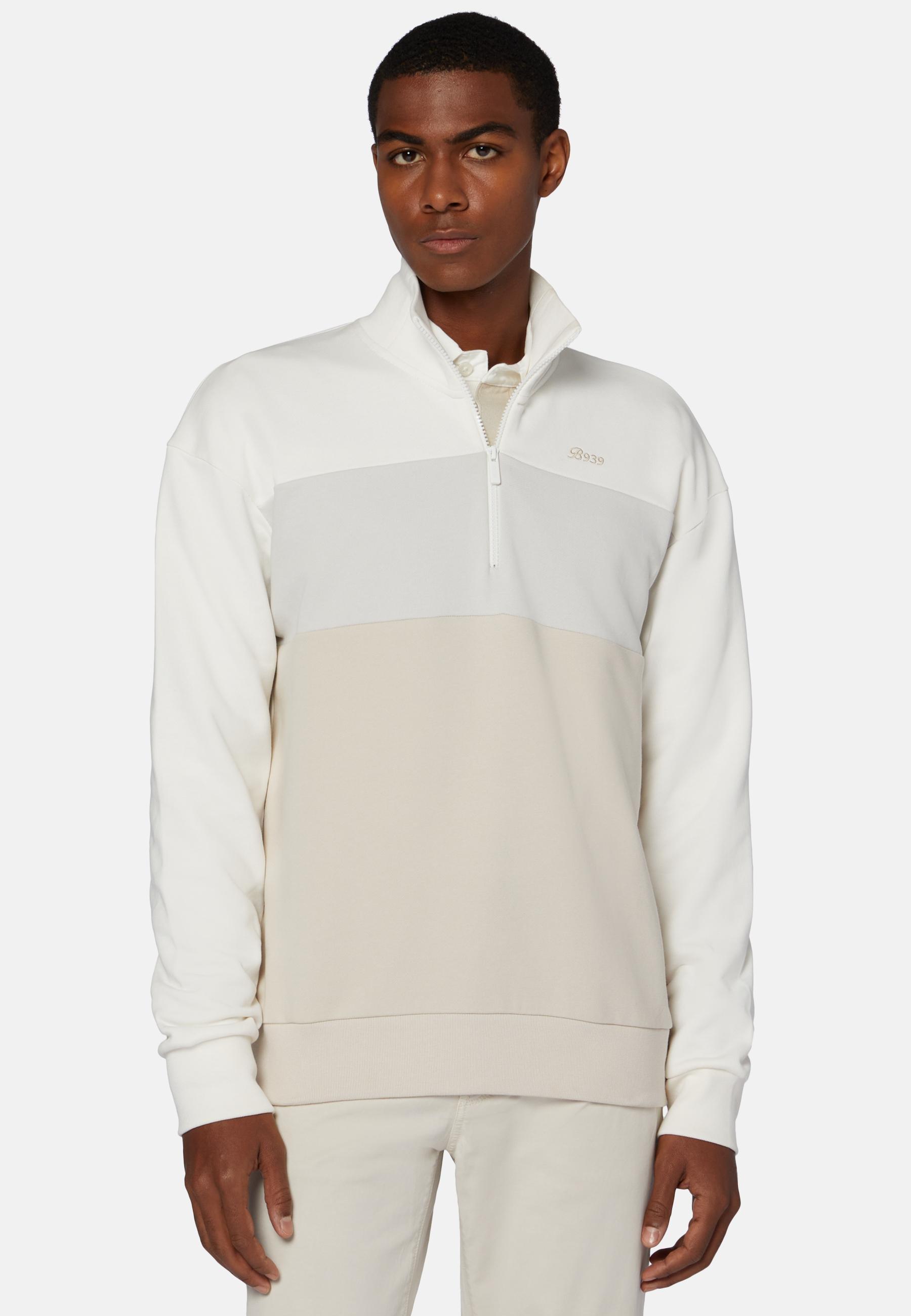 Half Zip Sweatshirt In Organic Cotton Blend White, White, large image number 0