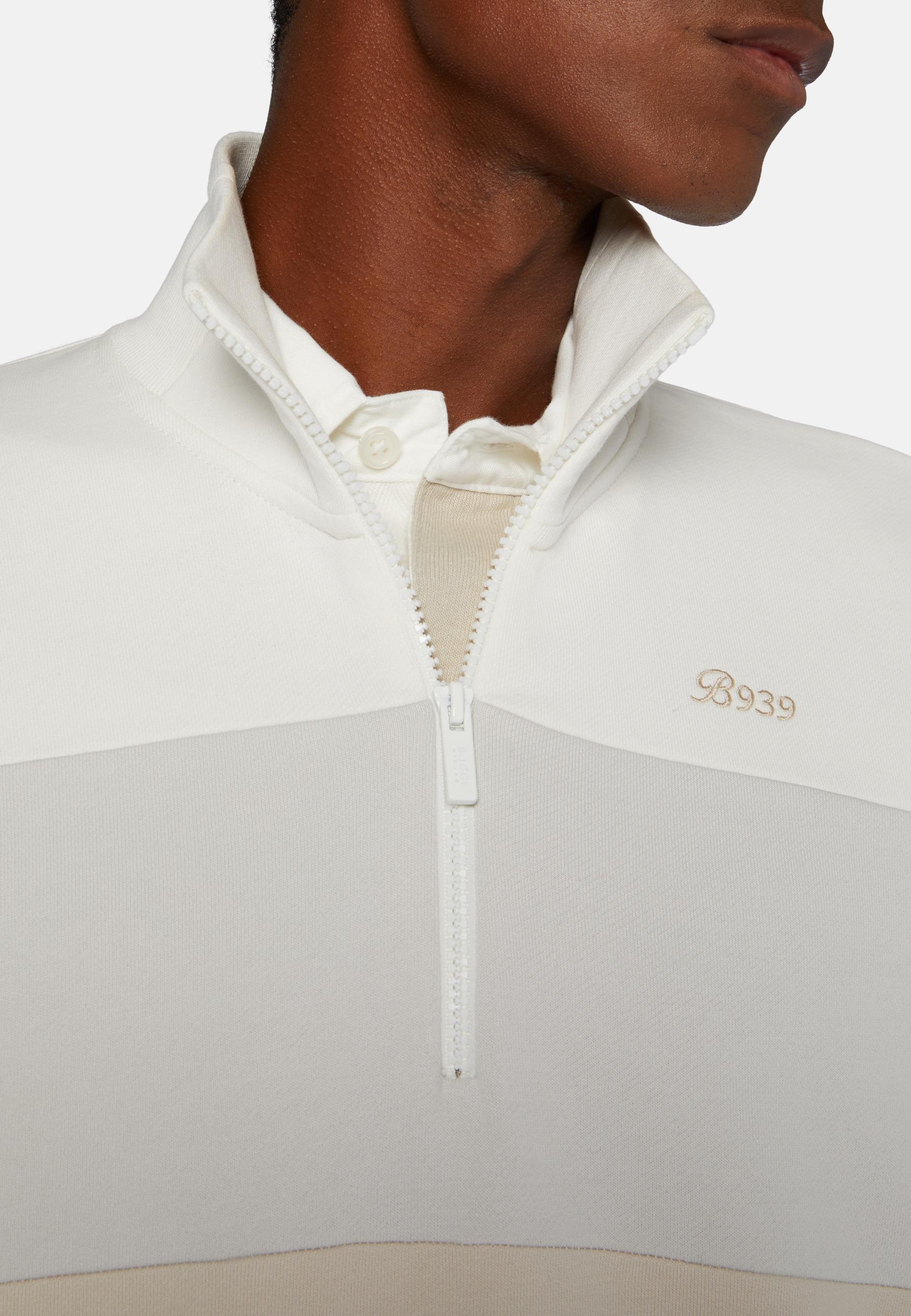 Half Zip Sweatshirt In Organic Cotton Blend White, , large image number 1