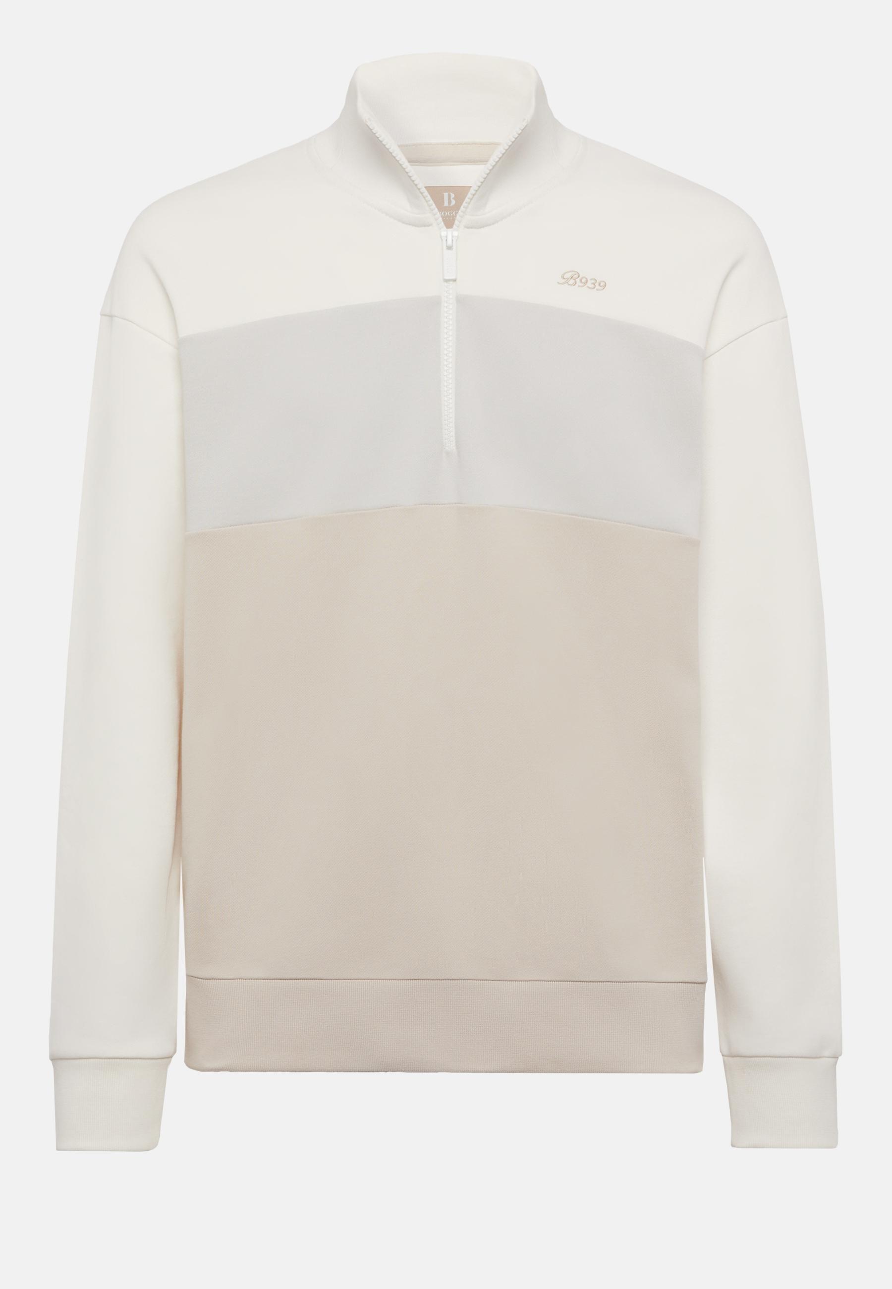 Half Zip Sweatshirt In Organic Cotton Blend White, , large image number 3