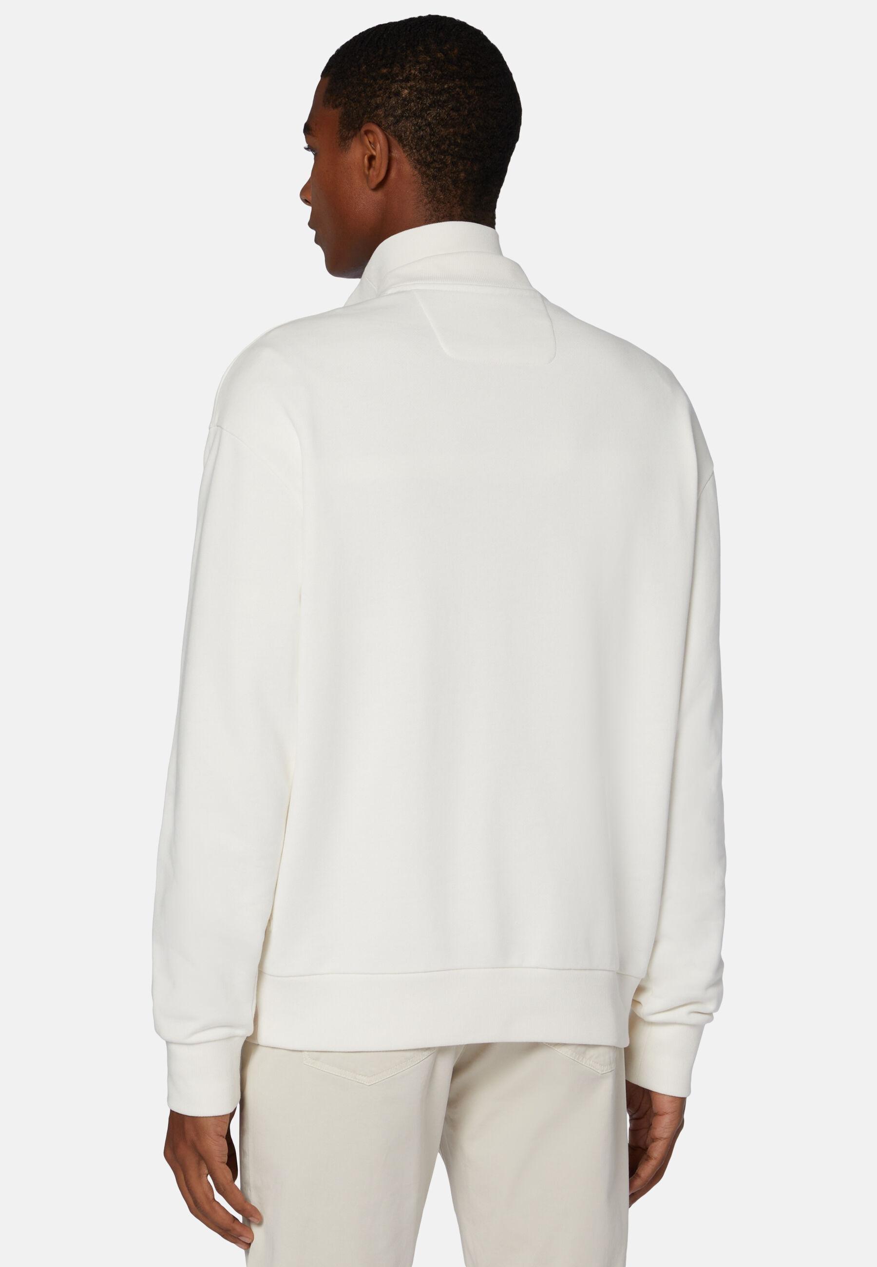 Half Zip Sweatshirt In Organic Cotton Blend White, White, large image number 3