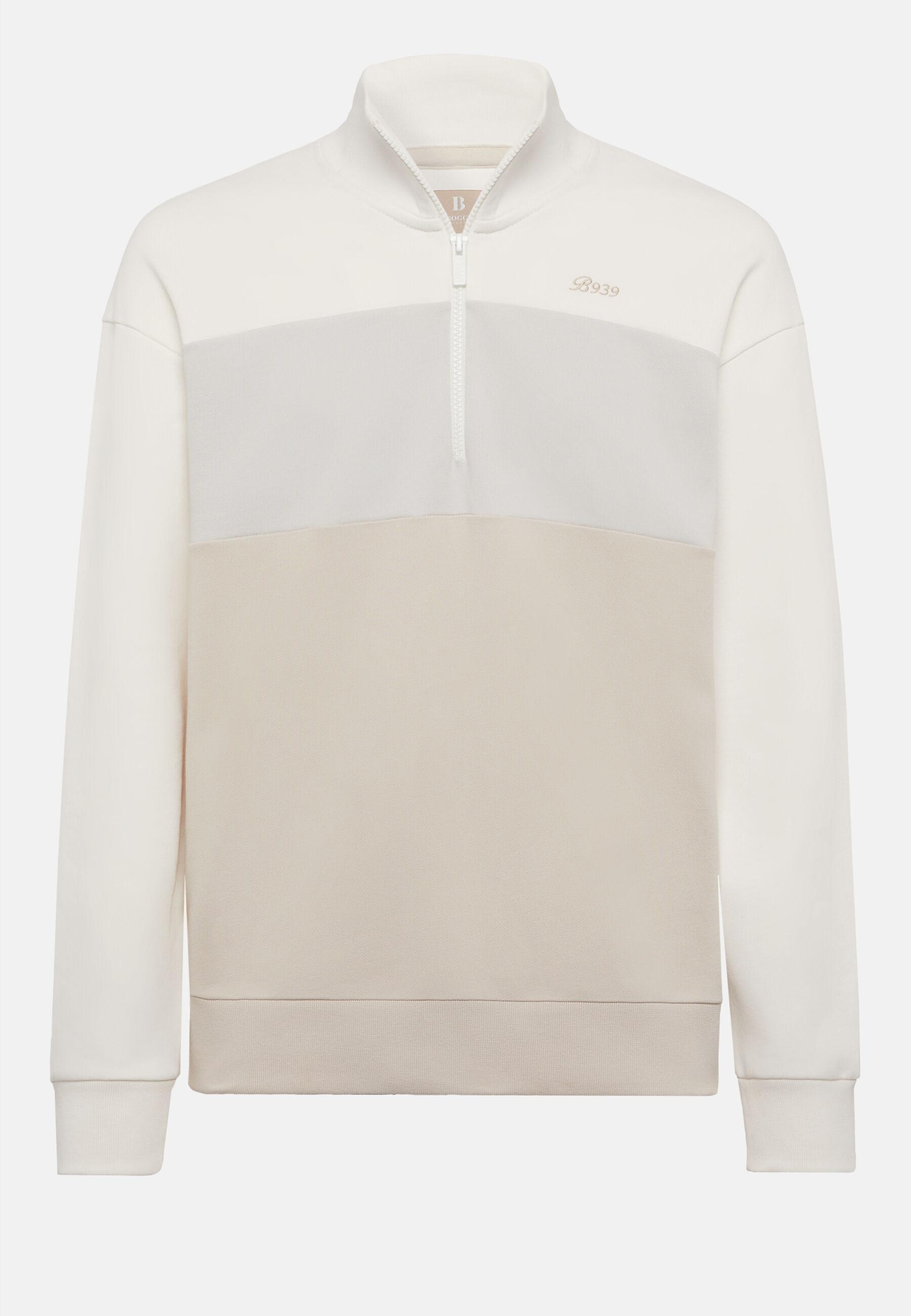 Half Zip Sweatshirt in Organic Cotton Blend, White, White, large image number 8