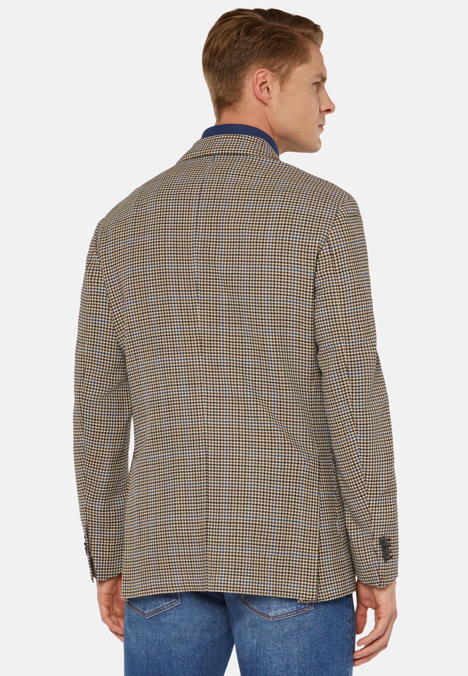 Boggi Milano - Beige Houndstooth Stretch Wool Jacket