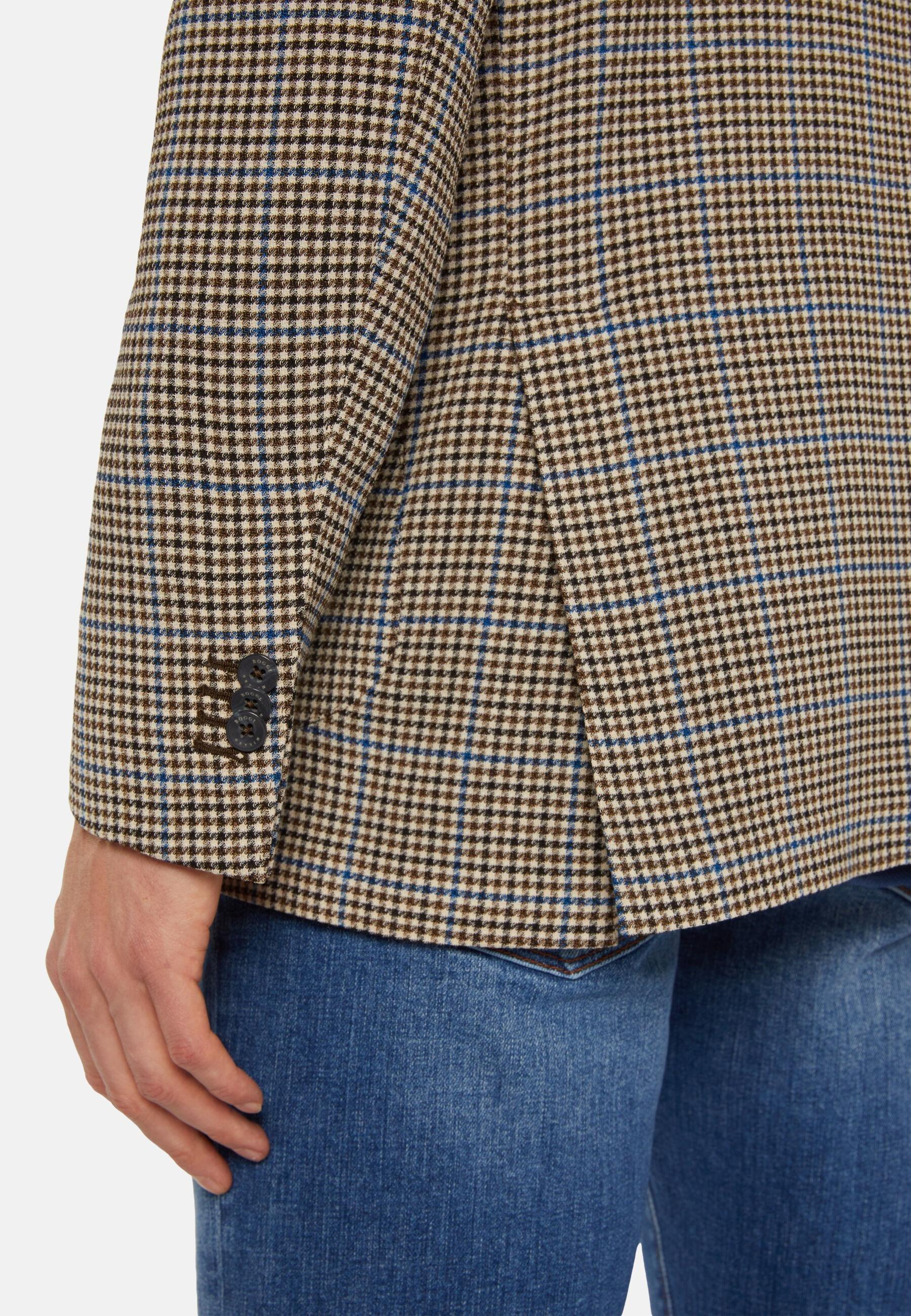 Houndstooth Stretch Wool Jacket Beige, Beige, large image number 2