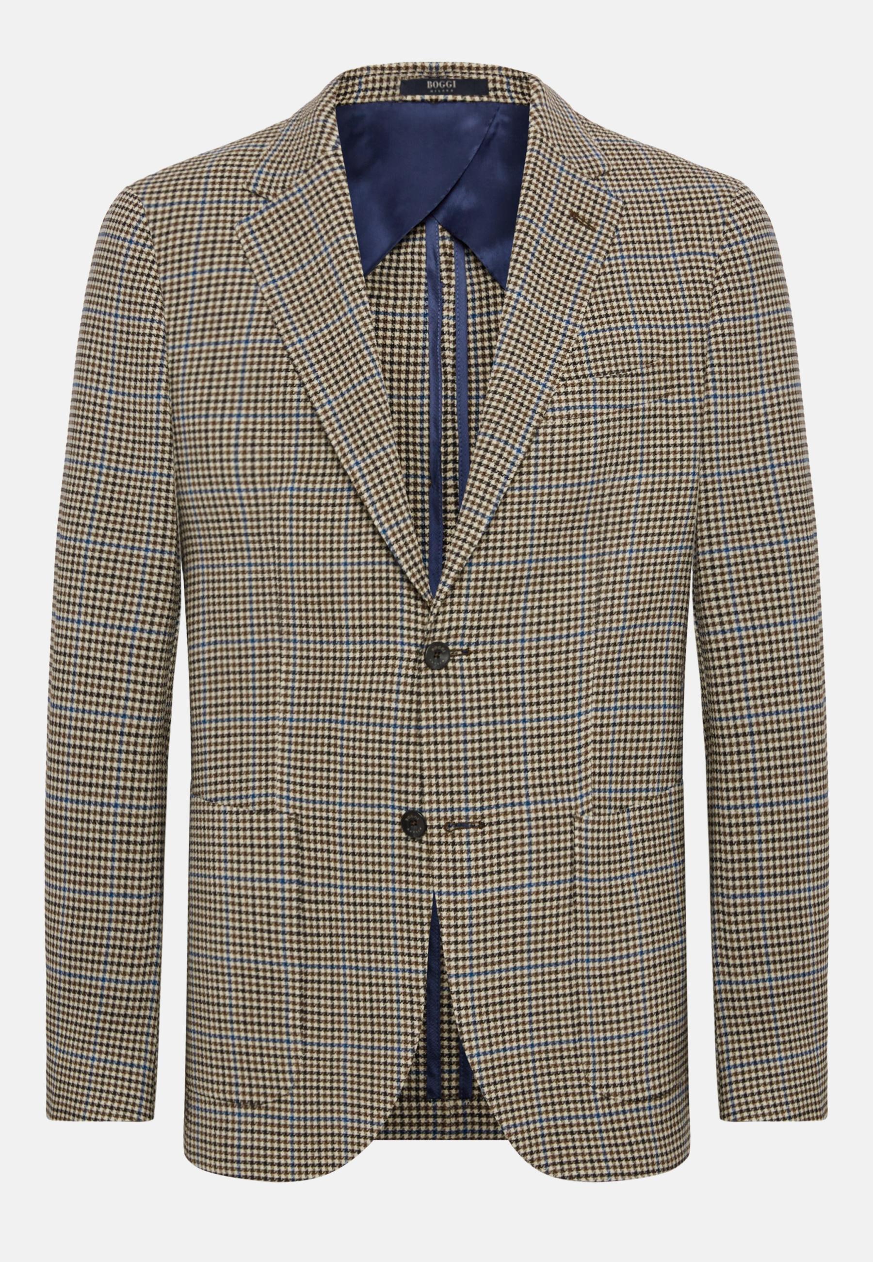 Houndstooth Stretch Wool Jacket Beige, , large image number 3