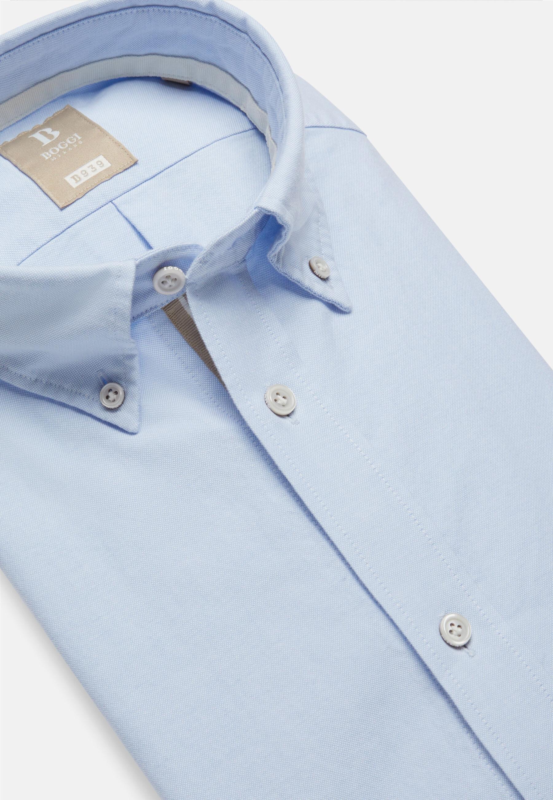 Shirt In Organic Oxford Cotton Blue, Light Blue, large image number 7