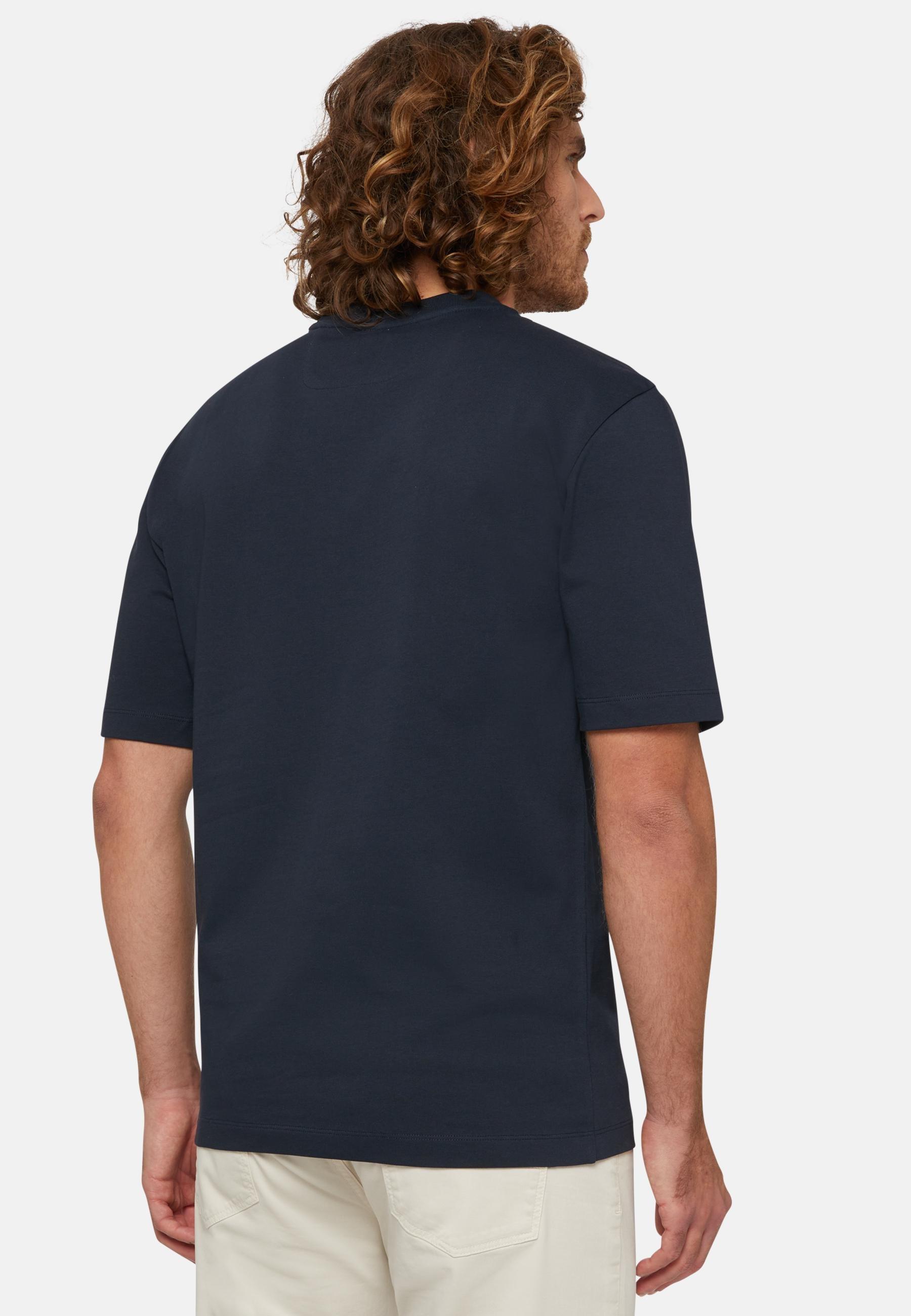 Organic Cotton Blend T-Shirt Navy, Navy blue, large image number 1