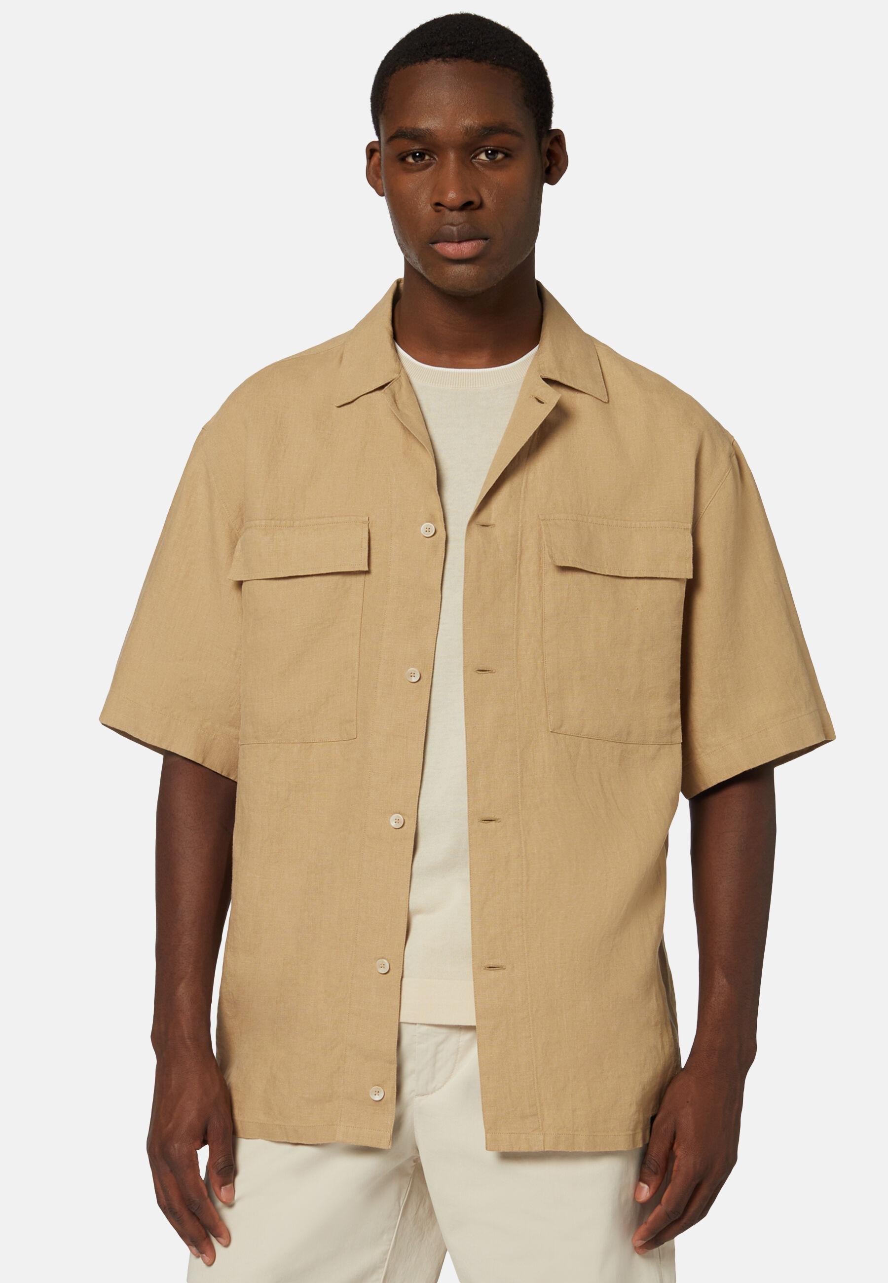 Linen Camp Overshirt Beige, Beige, large image number 1