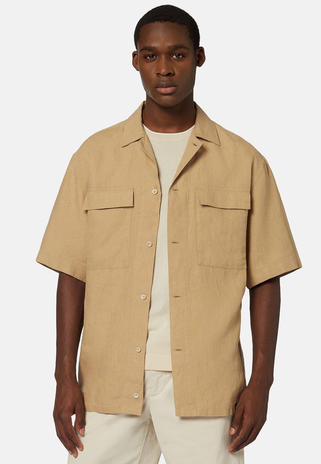 Linen Camp Overshirt Beige, Beige, large image number 2
