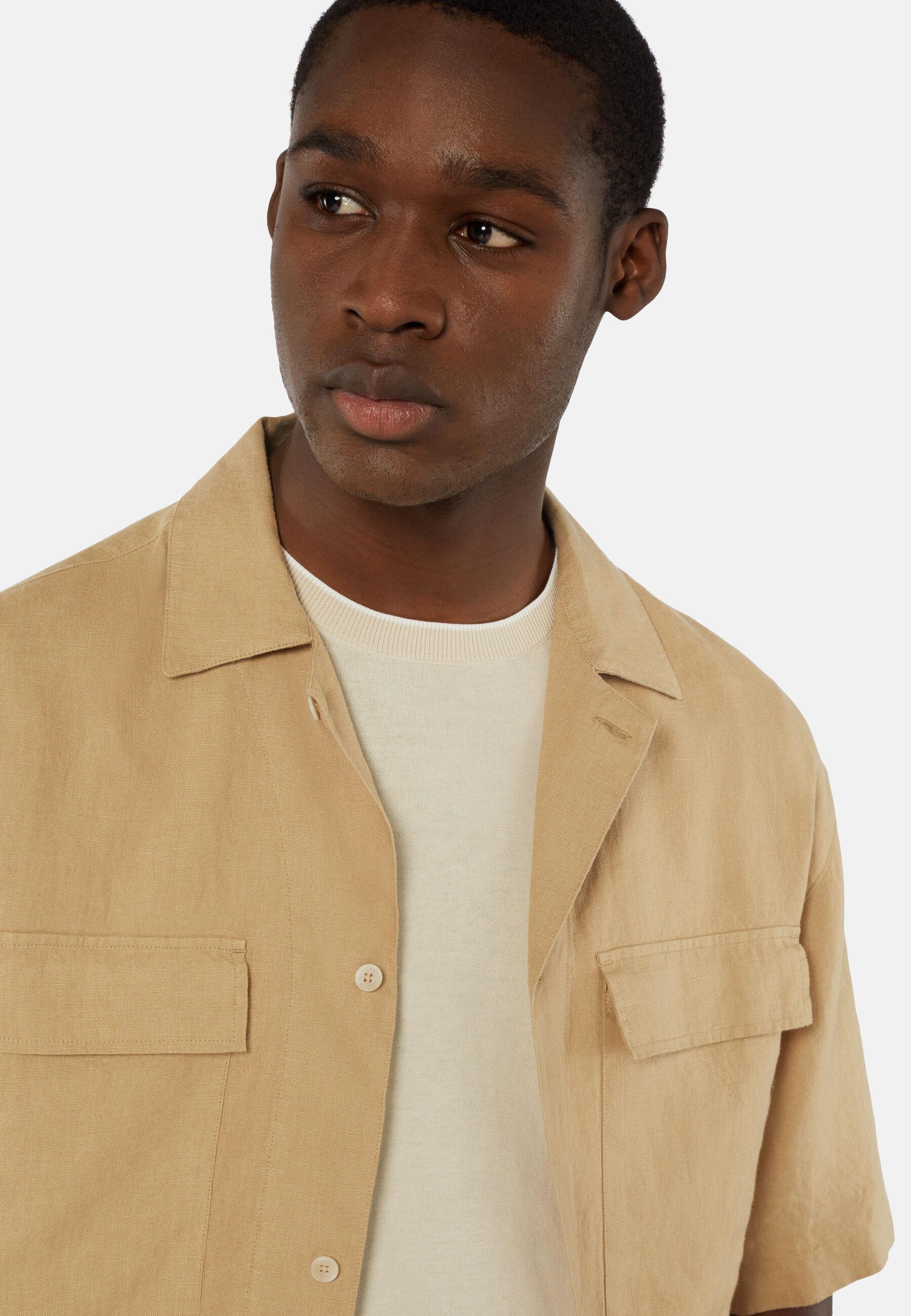 Linen Camp Overshirt Beige, Beige, large image number 5