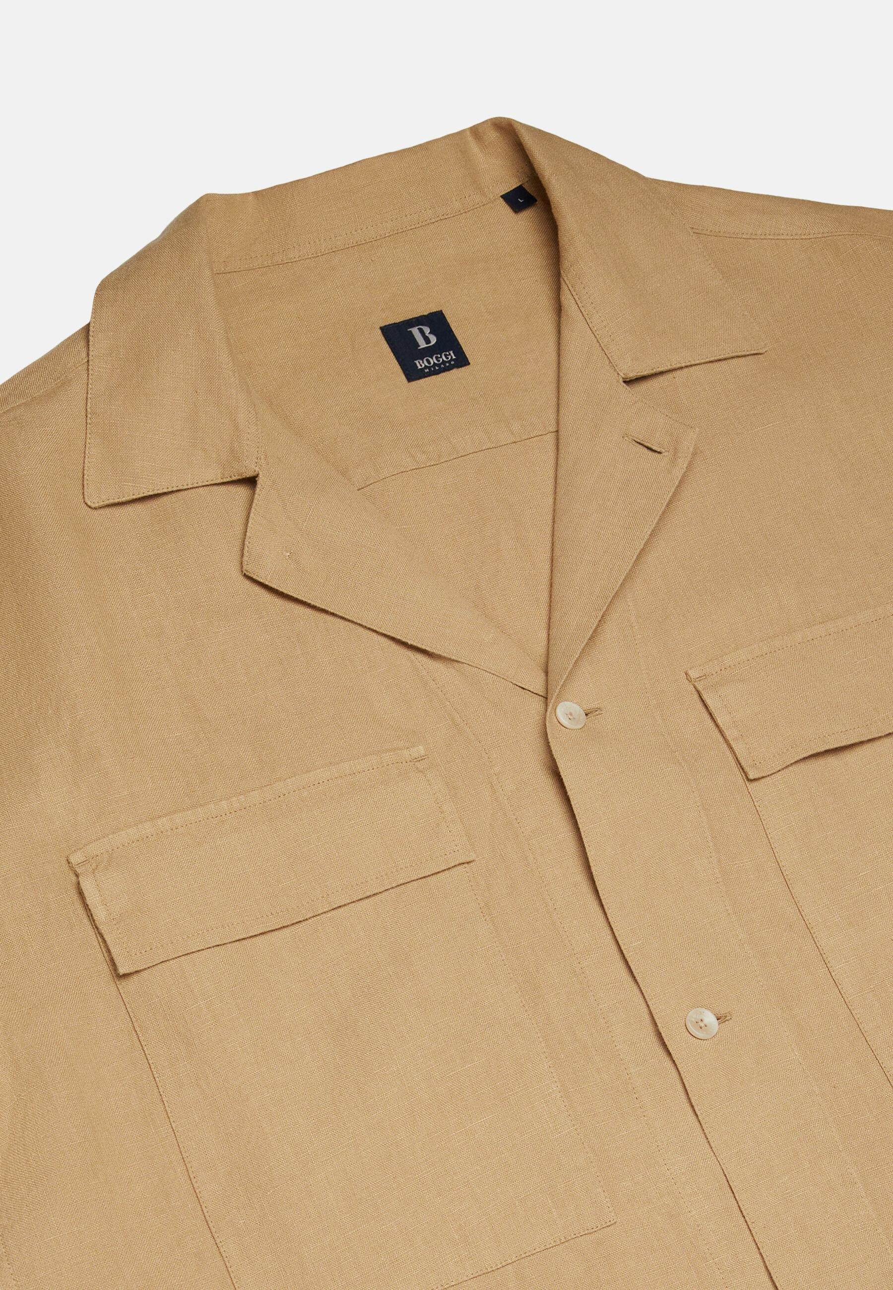 Linen Camp Overshirt Beige, Beige, large image number 6